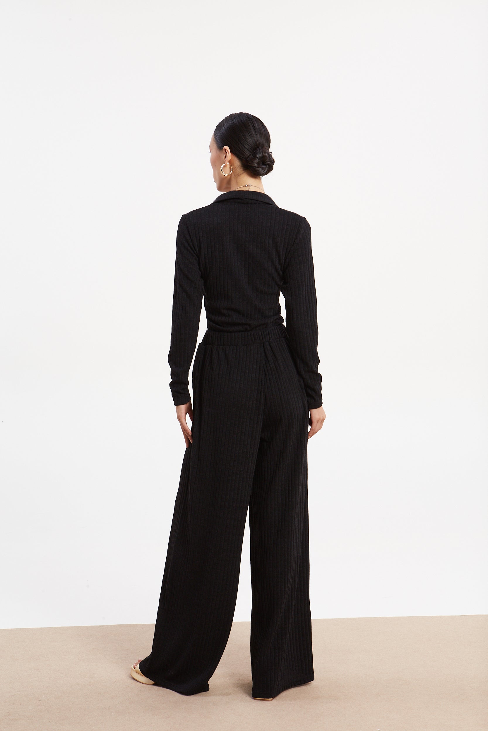 Matilda rib knit black pants