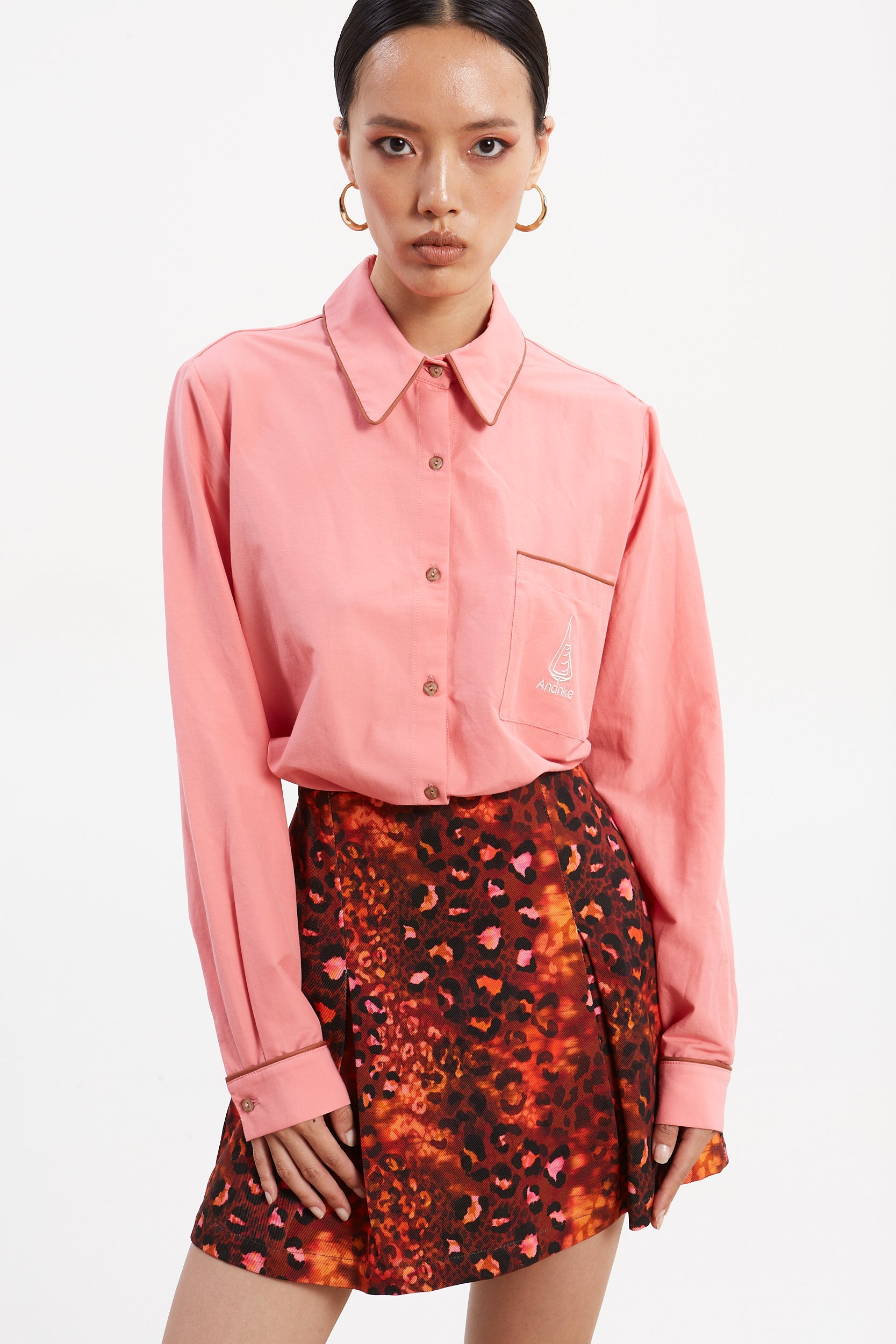 Harriet denim leopard mini skirt