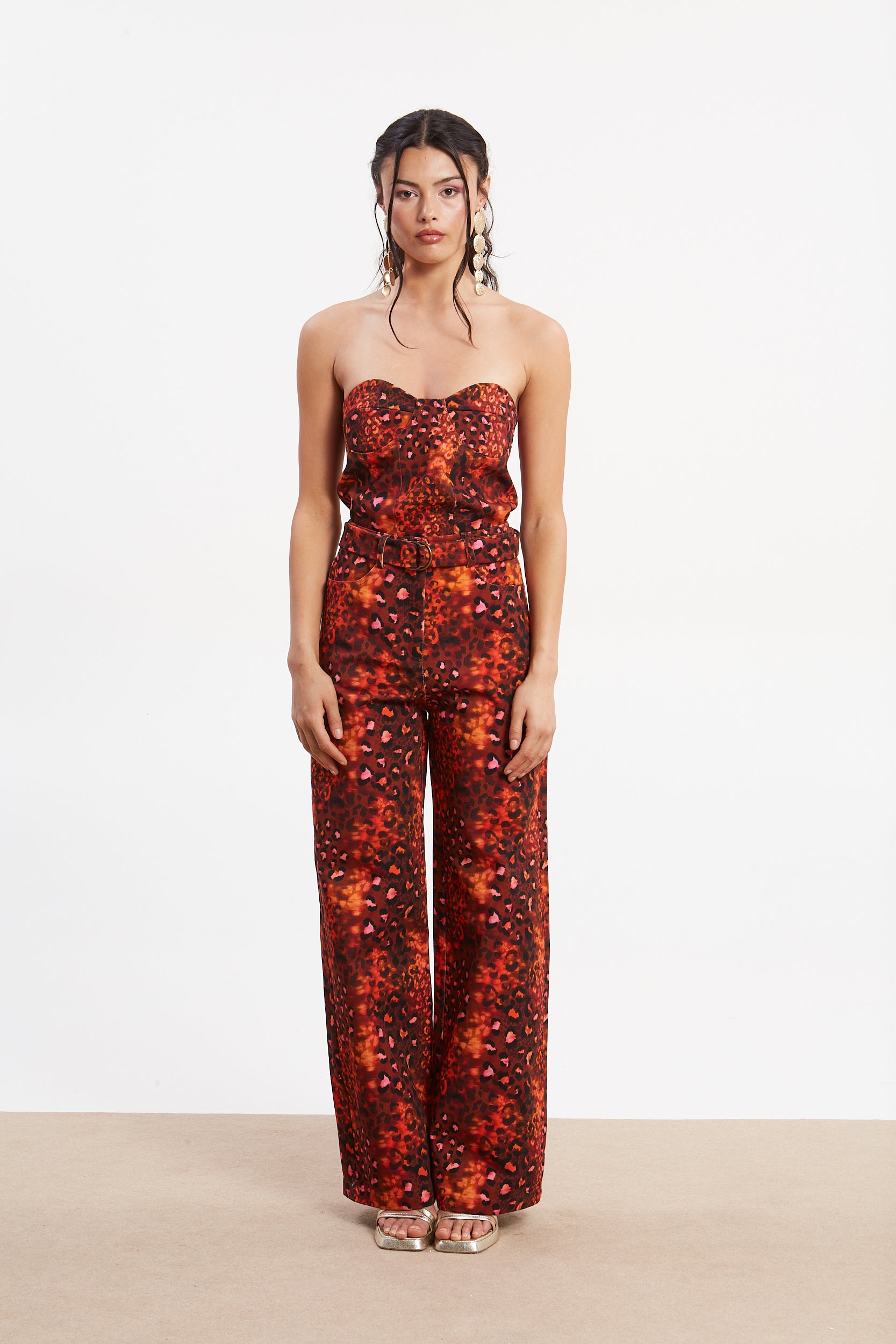 Harriet denim leopard corset