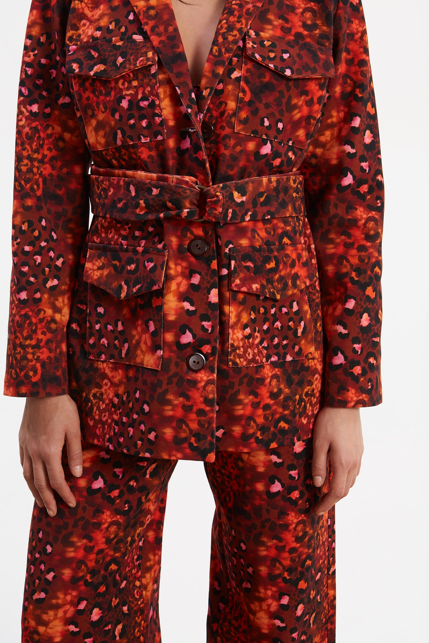 Harriet denim leopard blazer