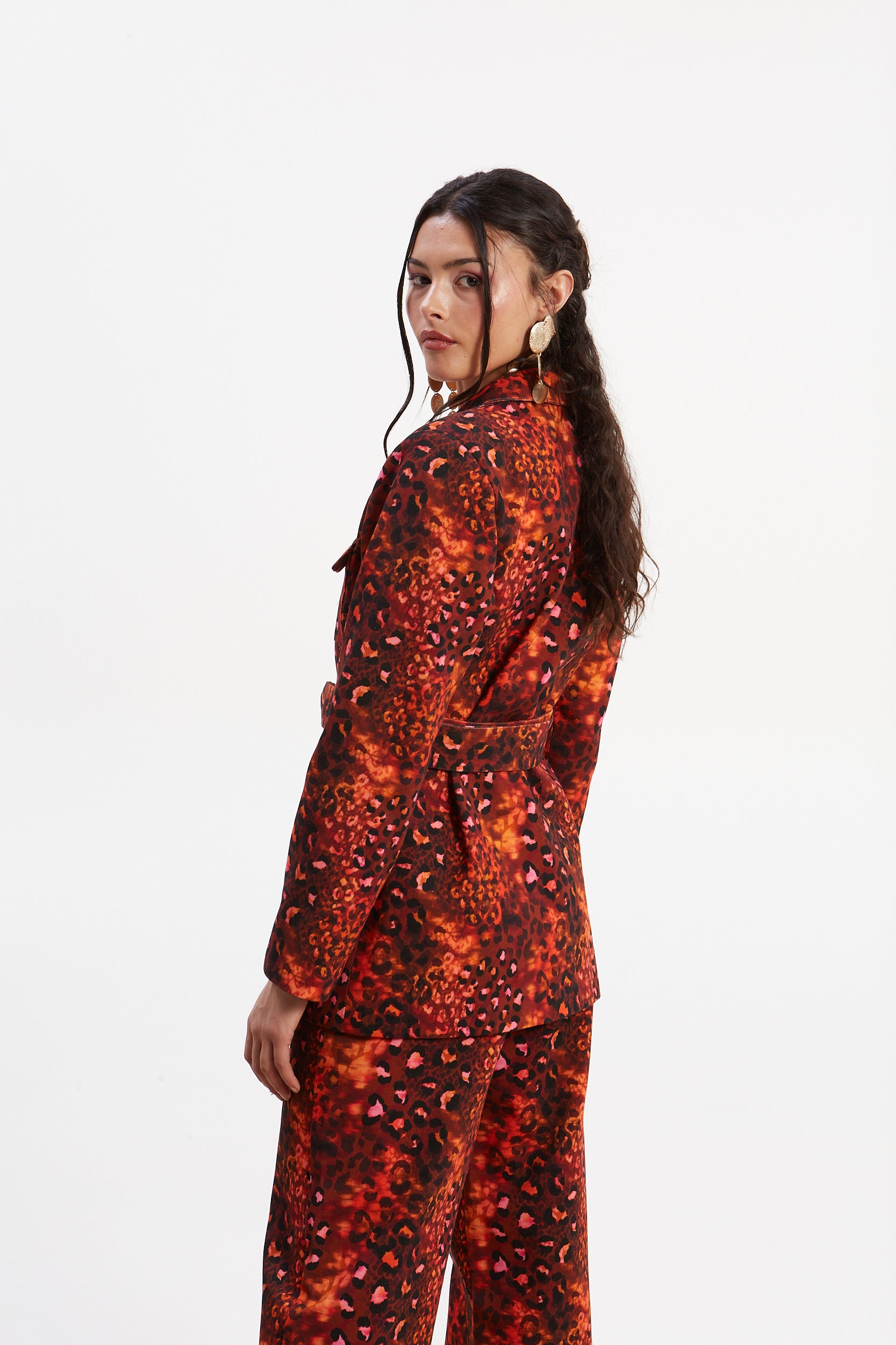 Harriet denim leopard blazer