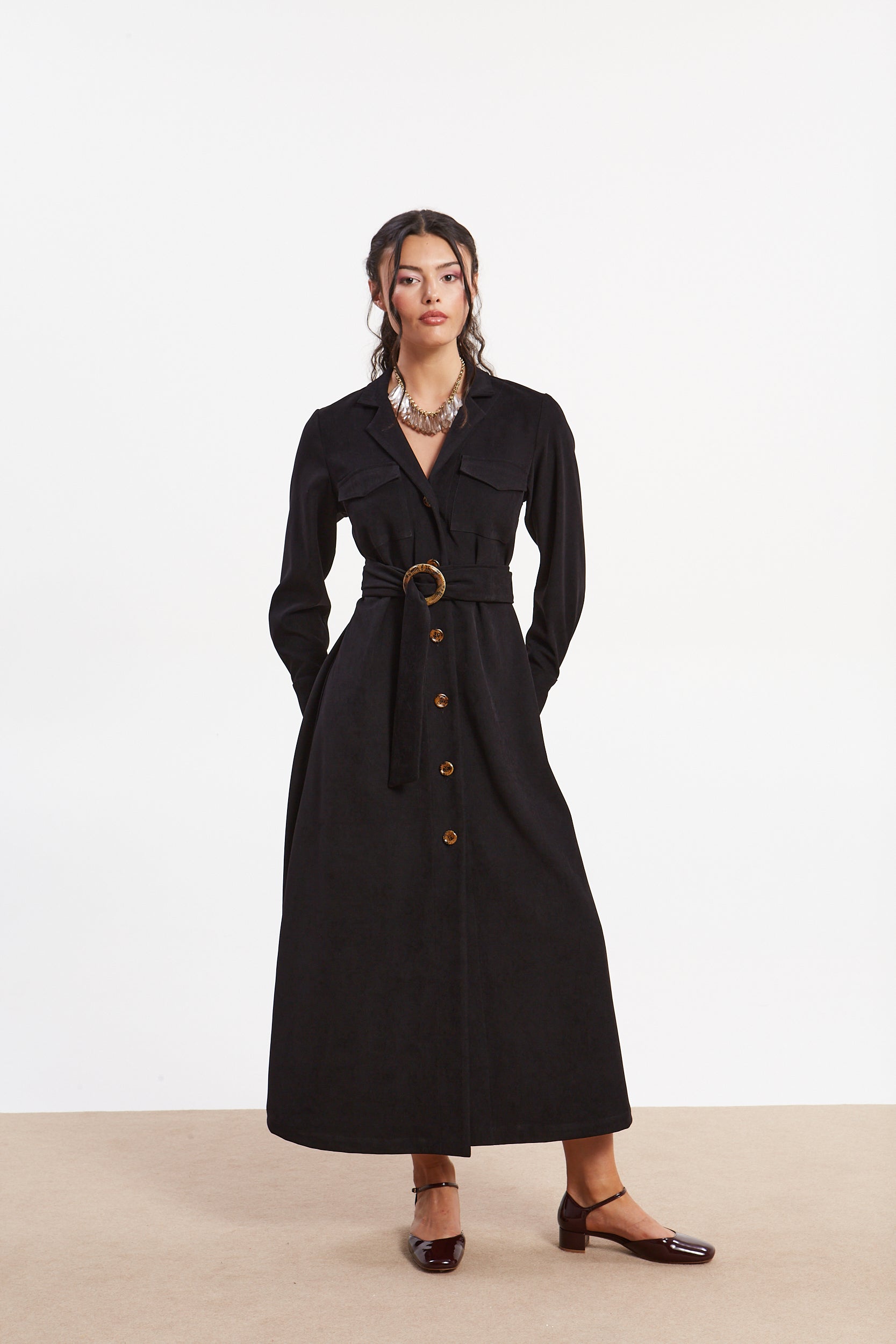Andrea black shirtdress