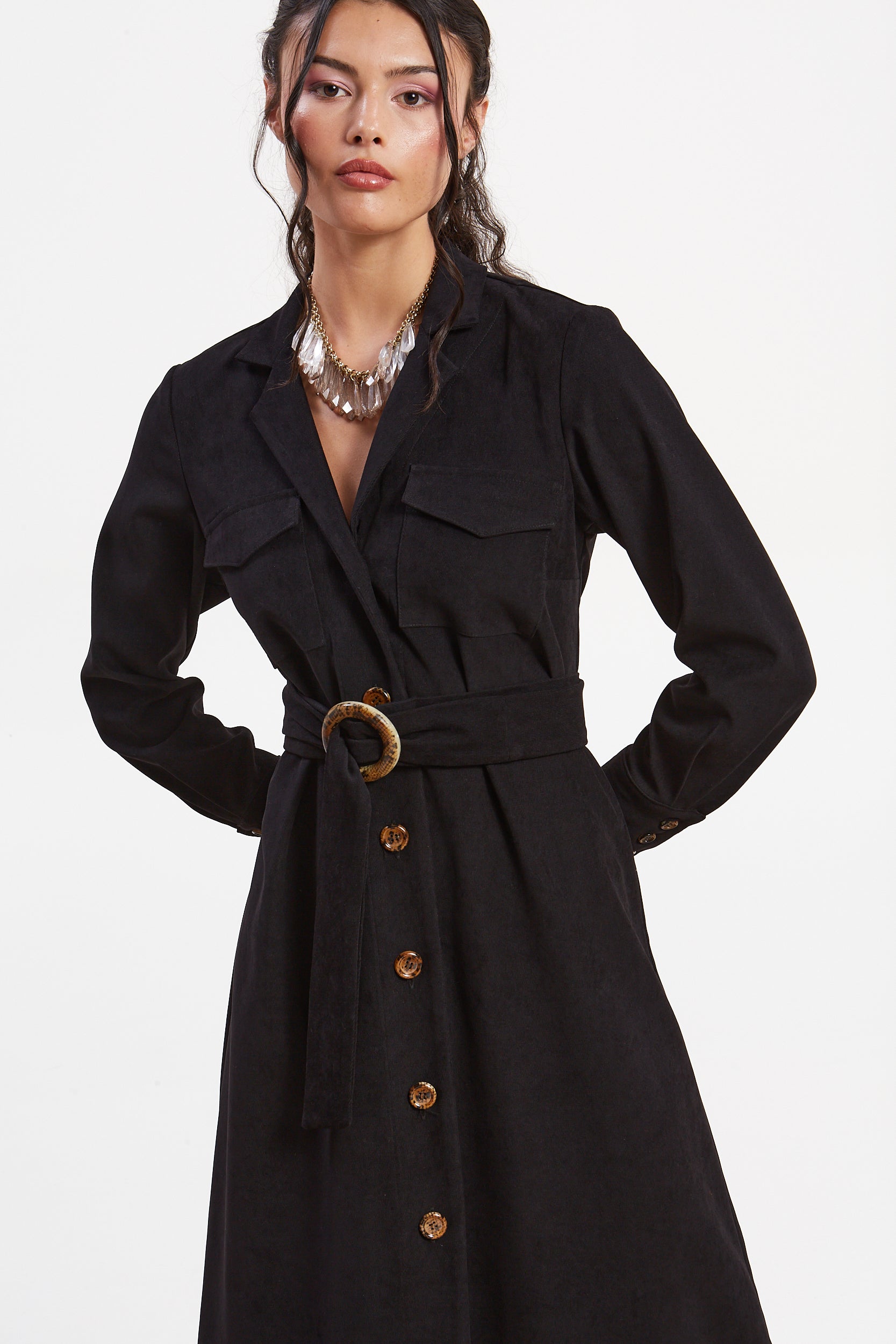 Andrea black shirtdress