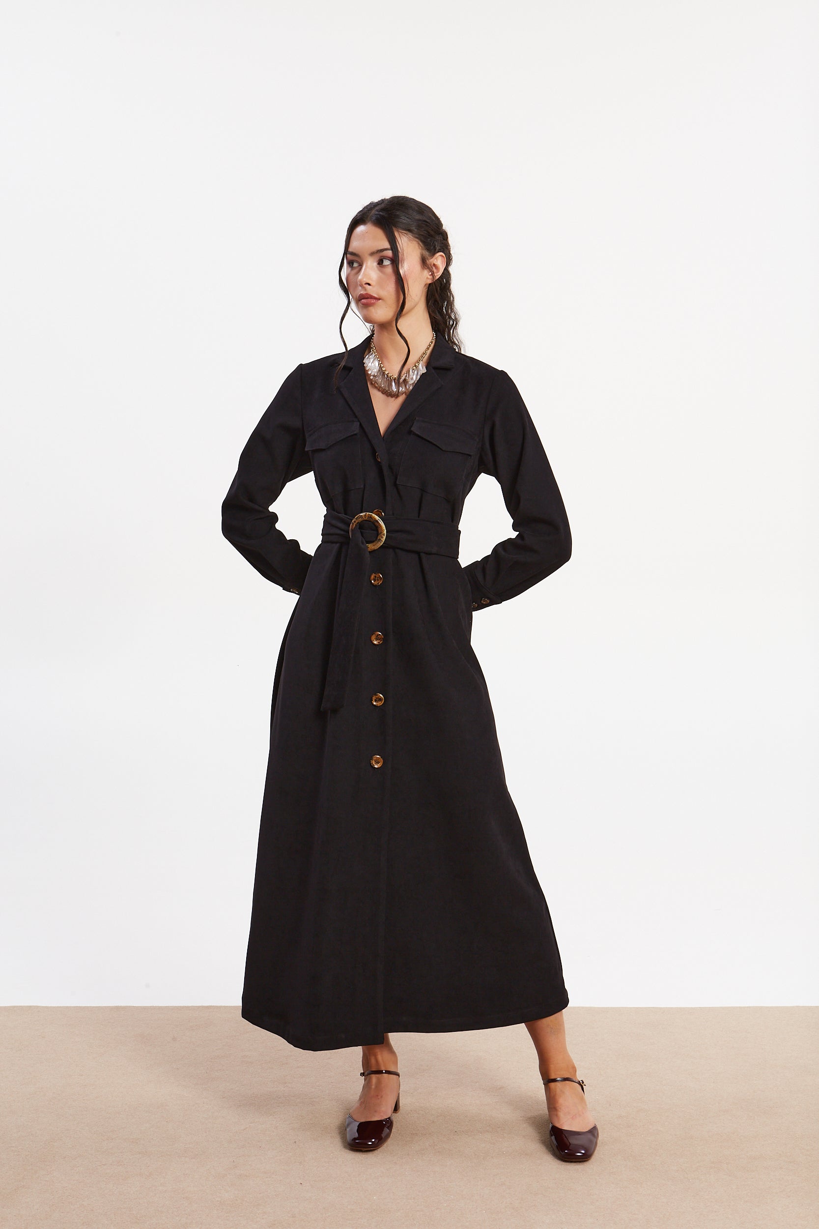 Andrea black shirtdress
