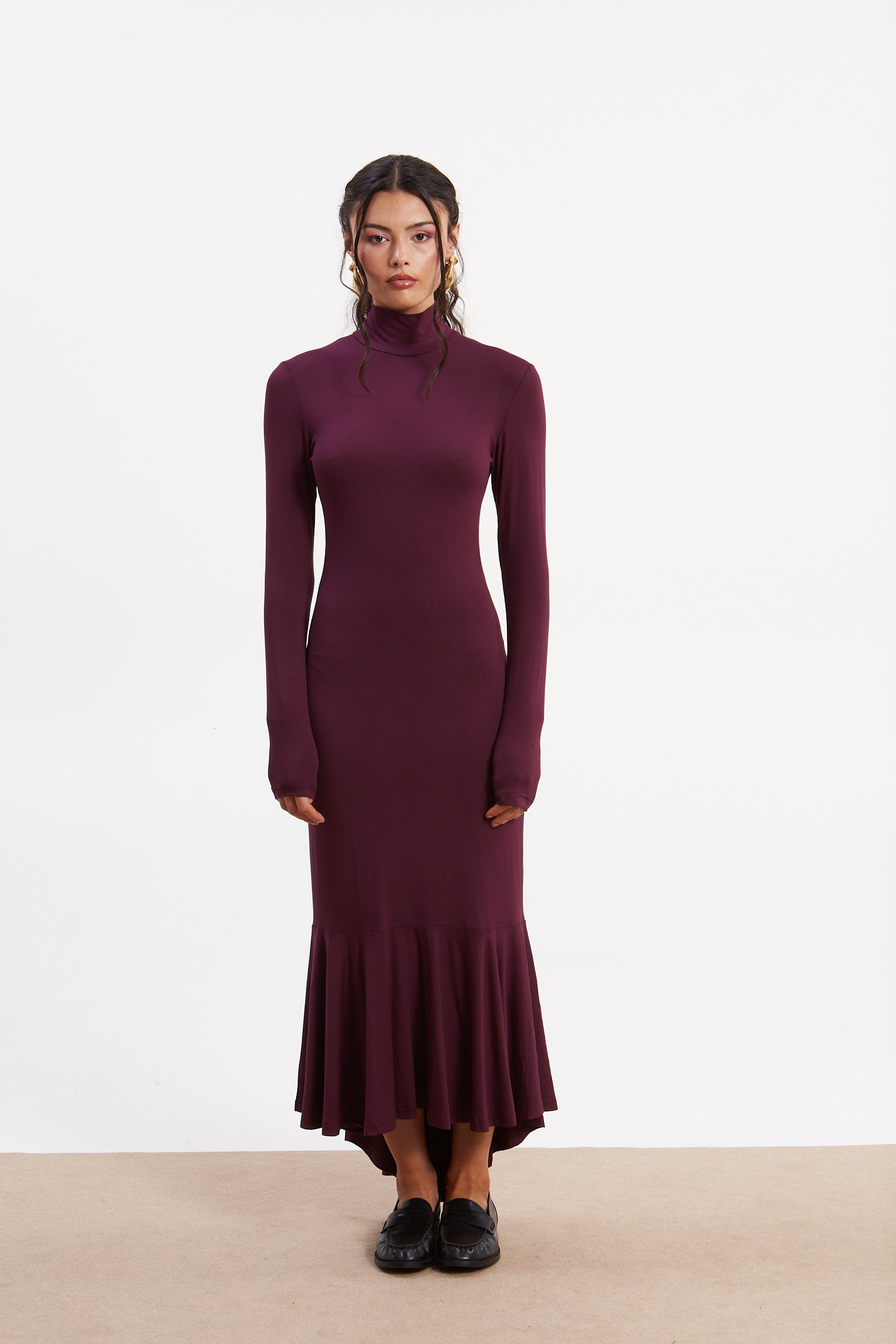 Drew turtleneck purple dress