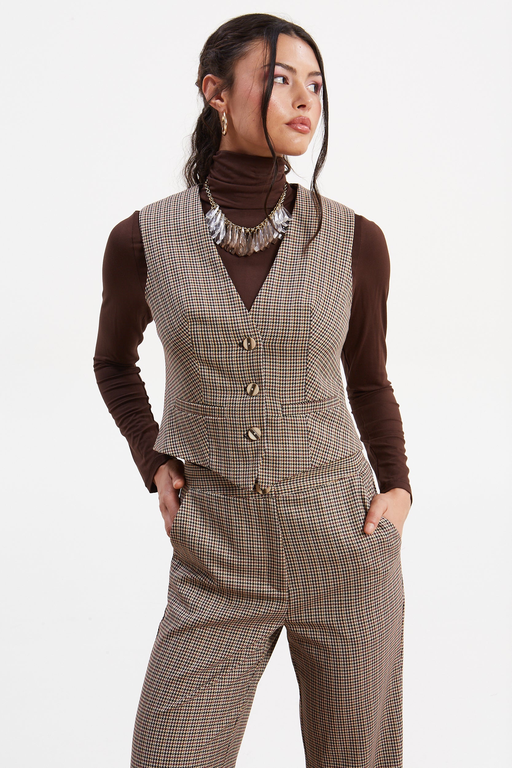 Drew turtleneck brown top