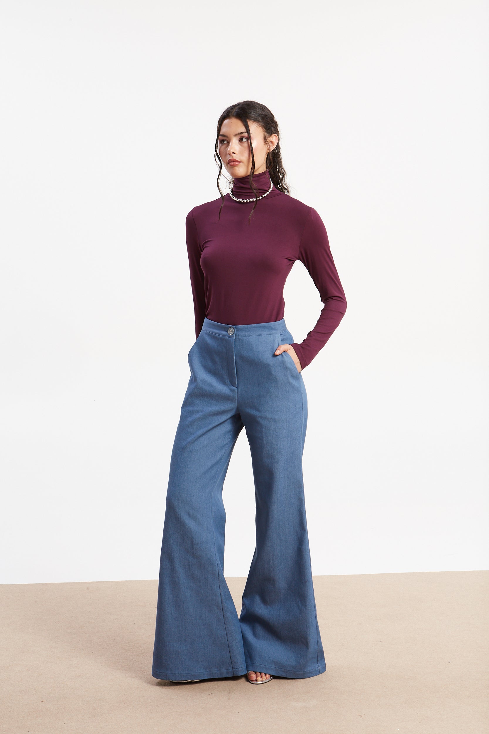 Drew turtleneck purple top