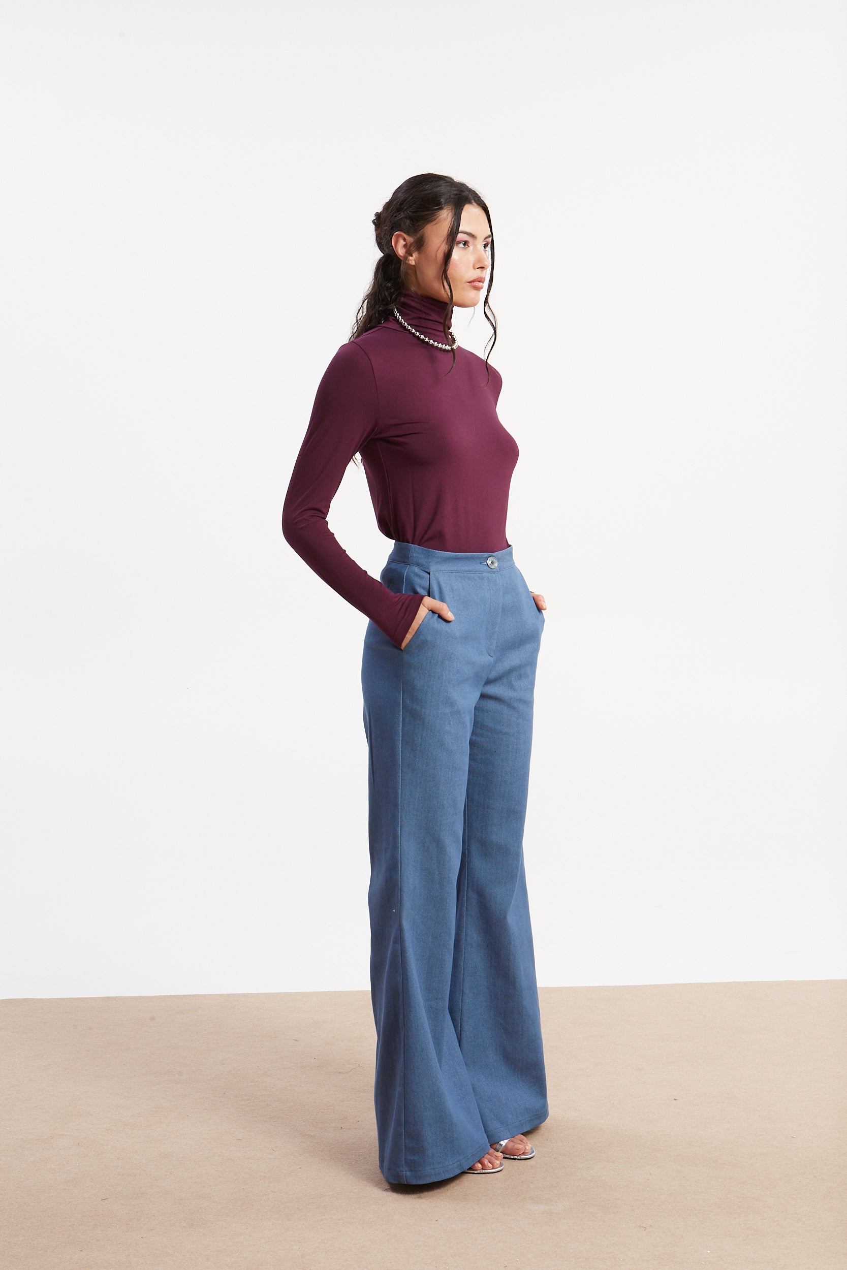 Drew turtleneck purple top