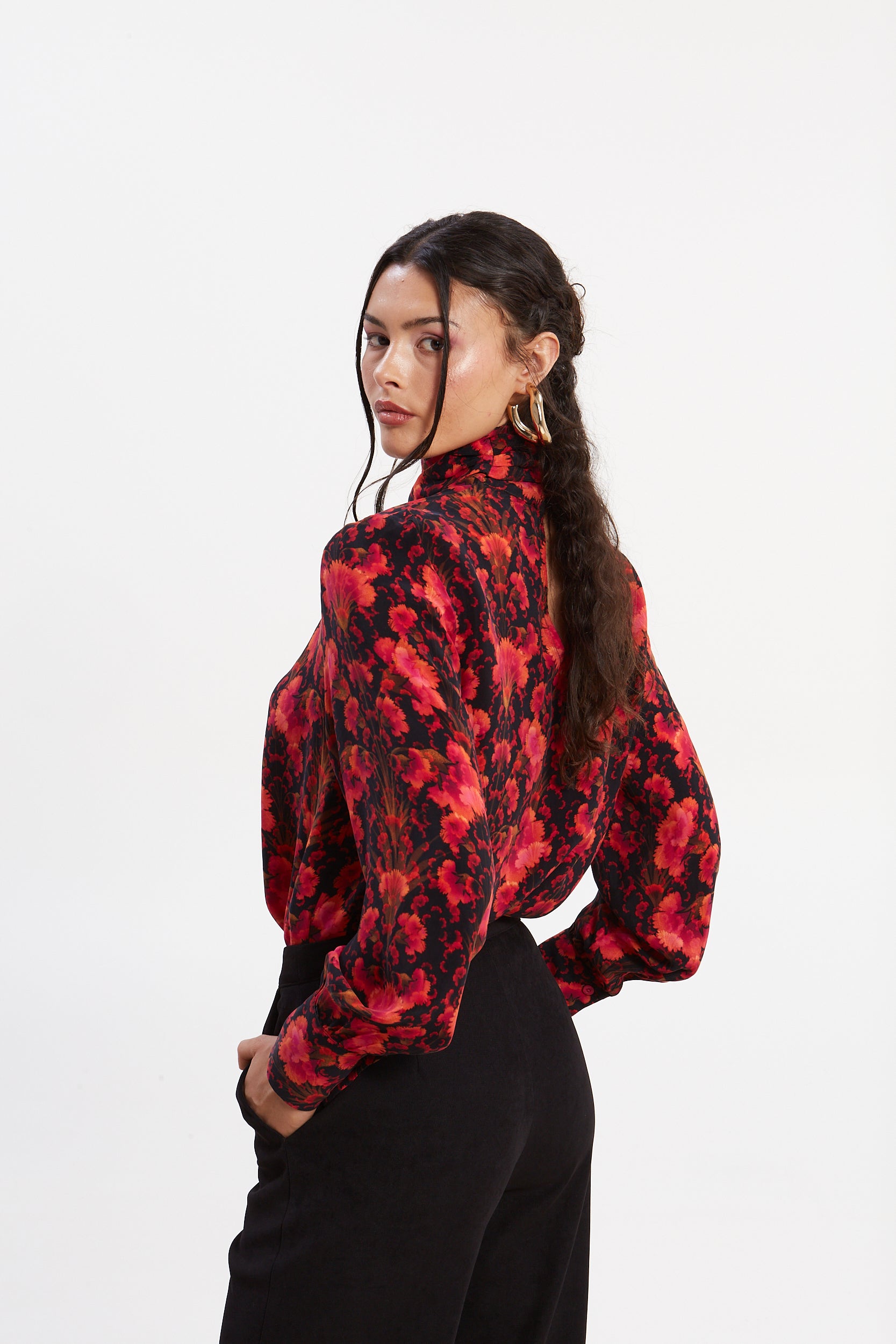 Quinn cupro tie neck top