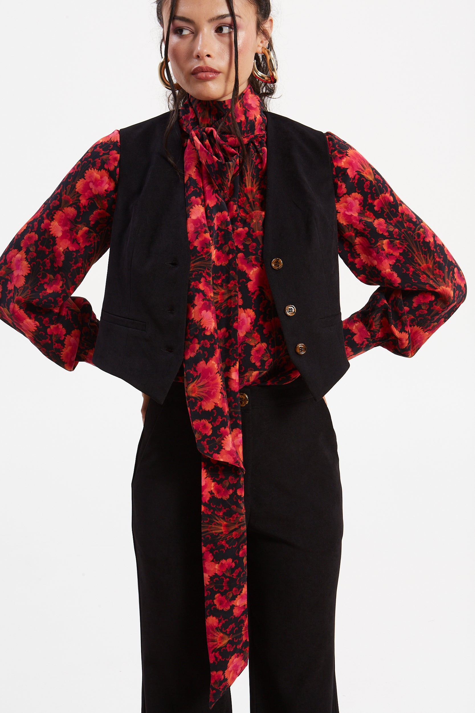 Quinn cupro tie neck top