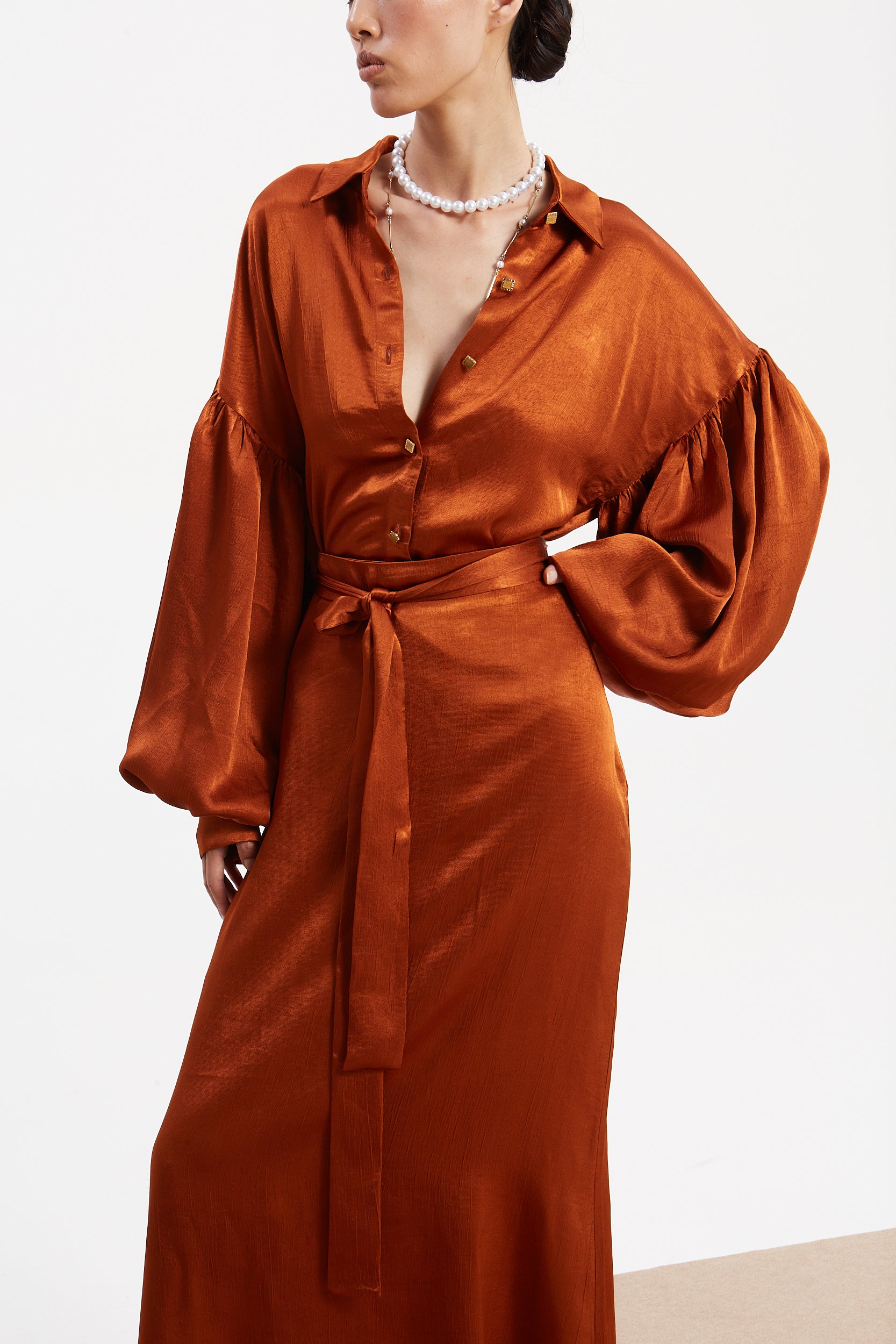 Diana satin rust shirt