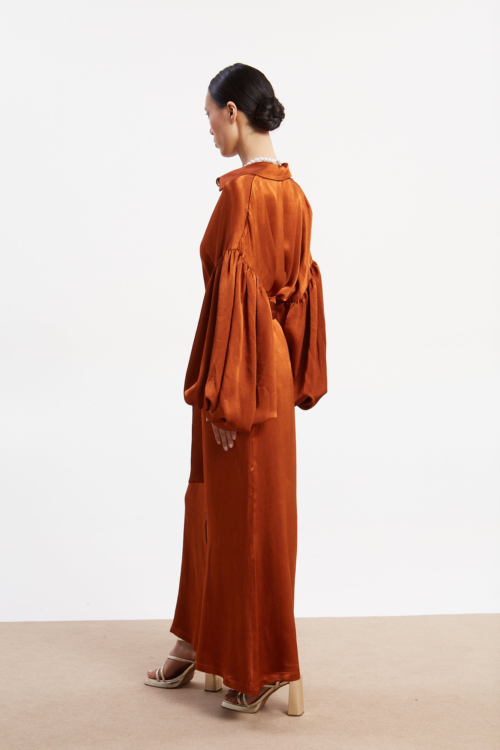 Diana satin rust shirt