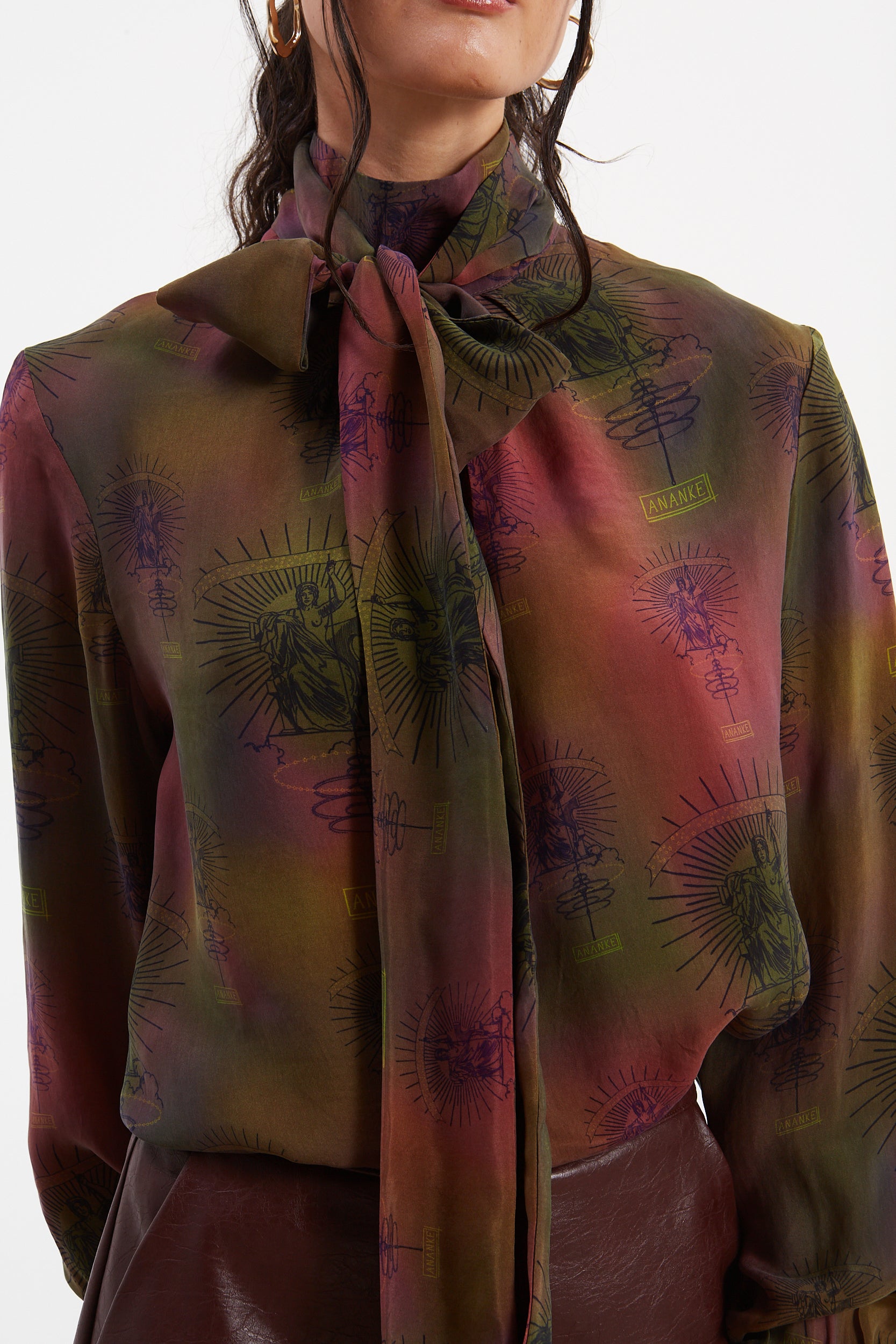 Ananke cupro tie neck top