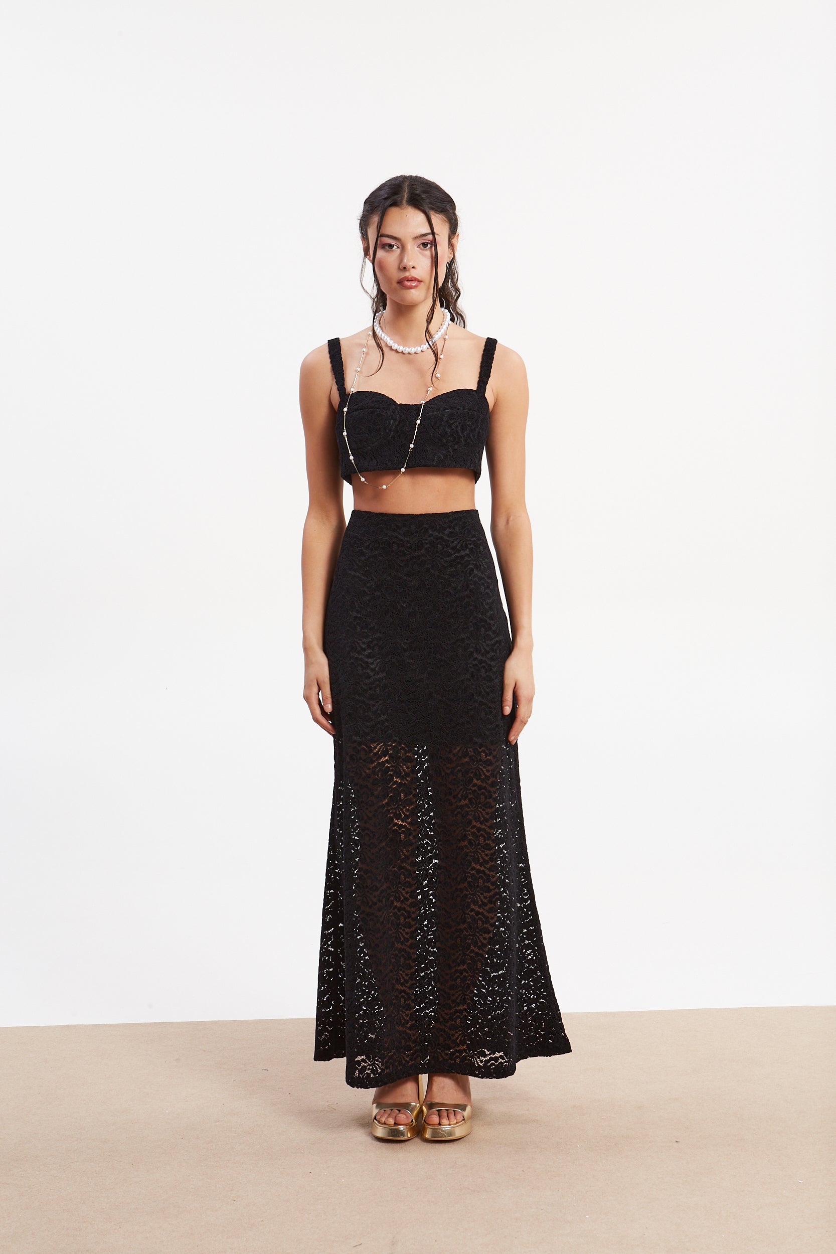 Luna black lace skirt