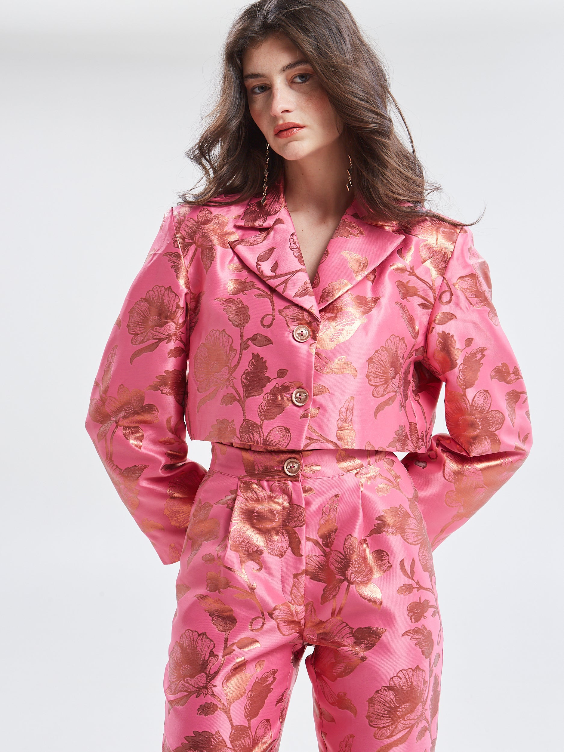 Solene brocade cropped blazer