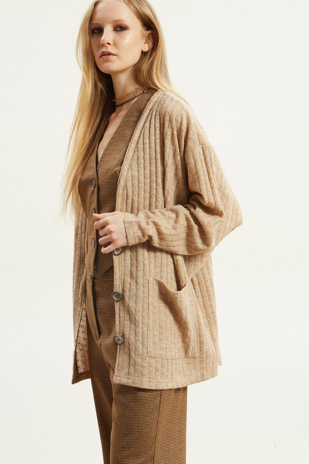 Celia knitted beige cardigan