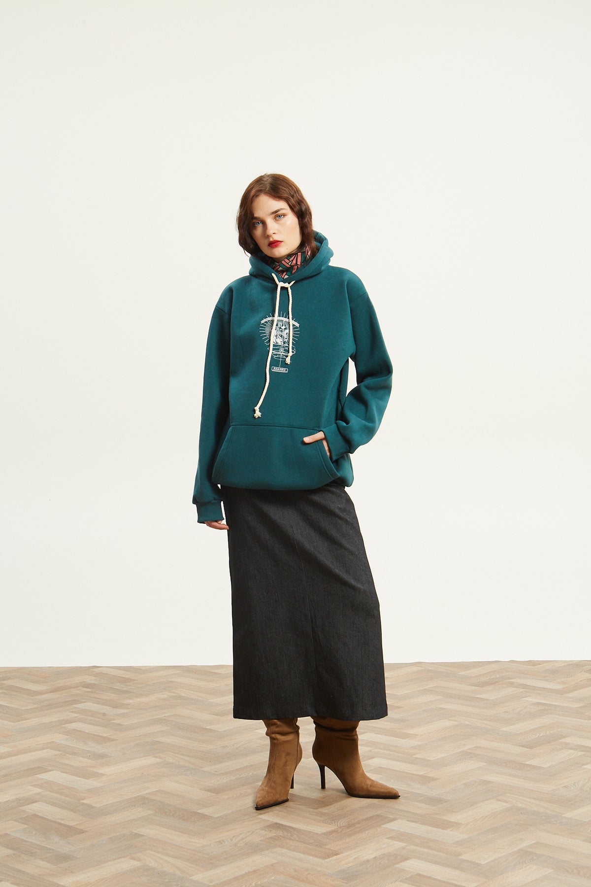 Ananke goddess emerald hoodie