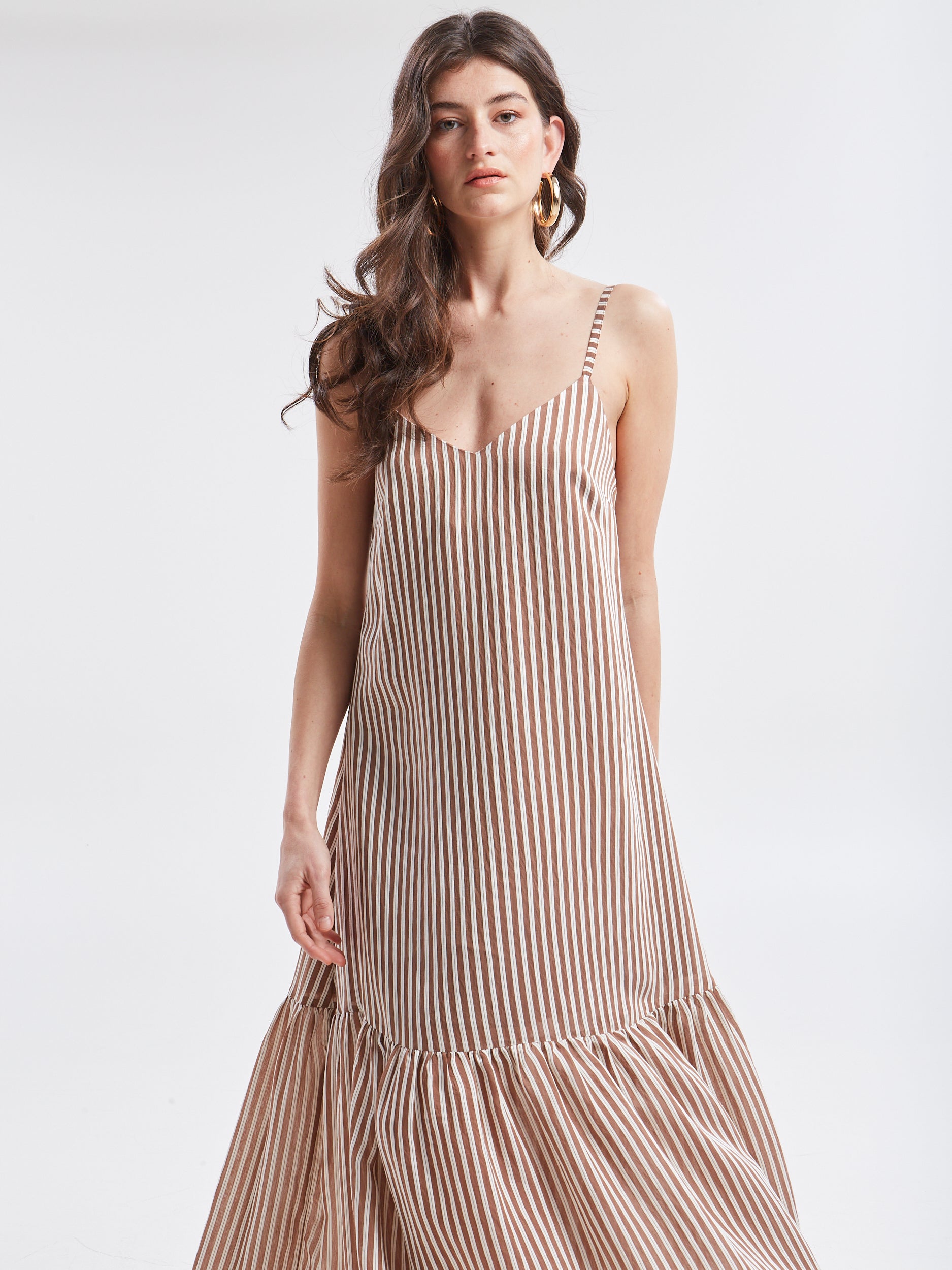 Liora striped brown dress