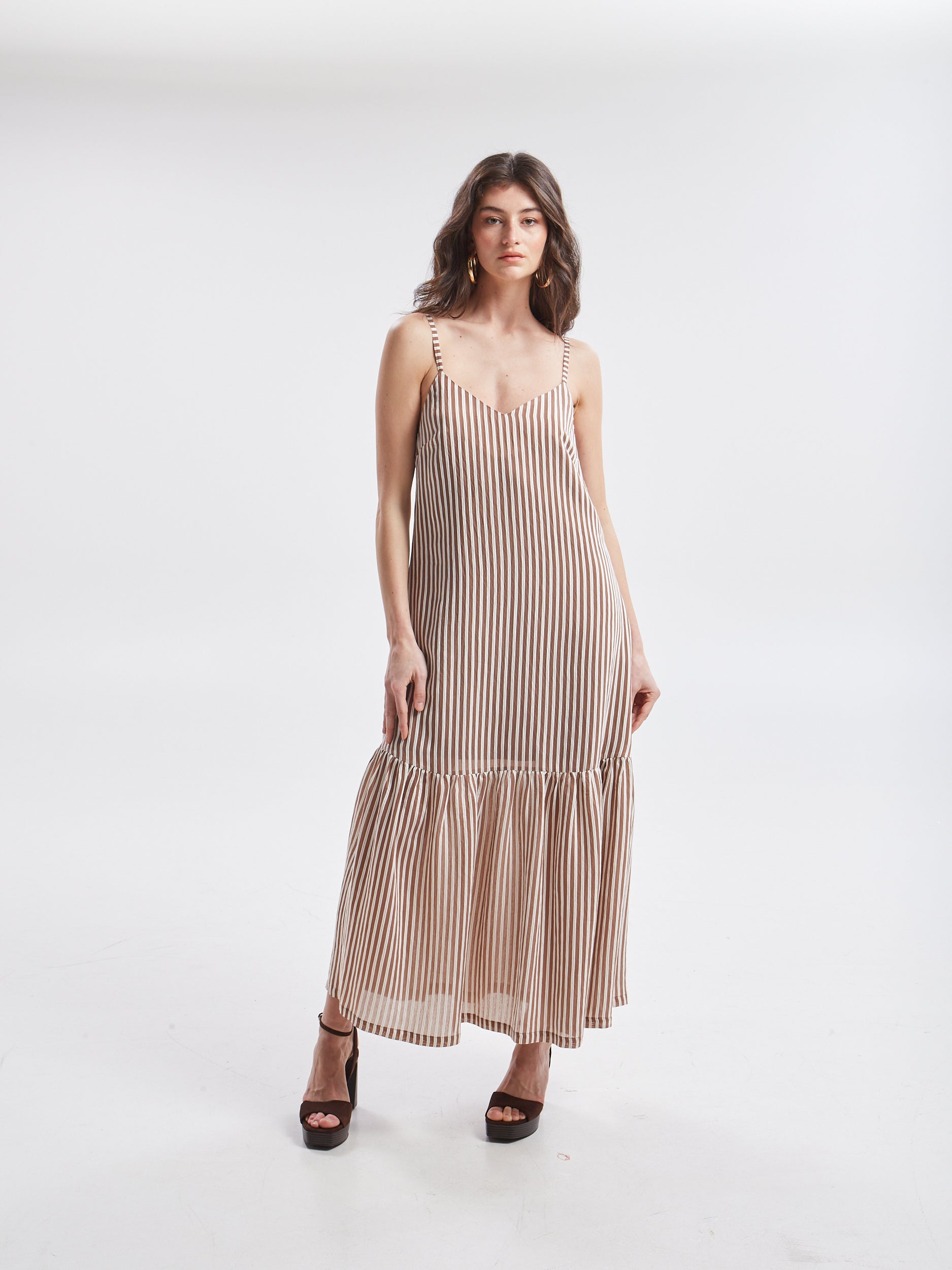Liora striped brown dress