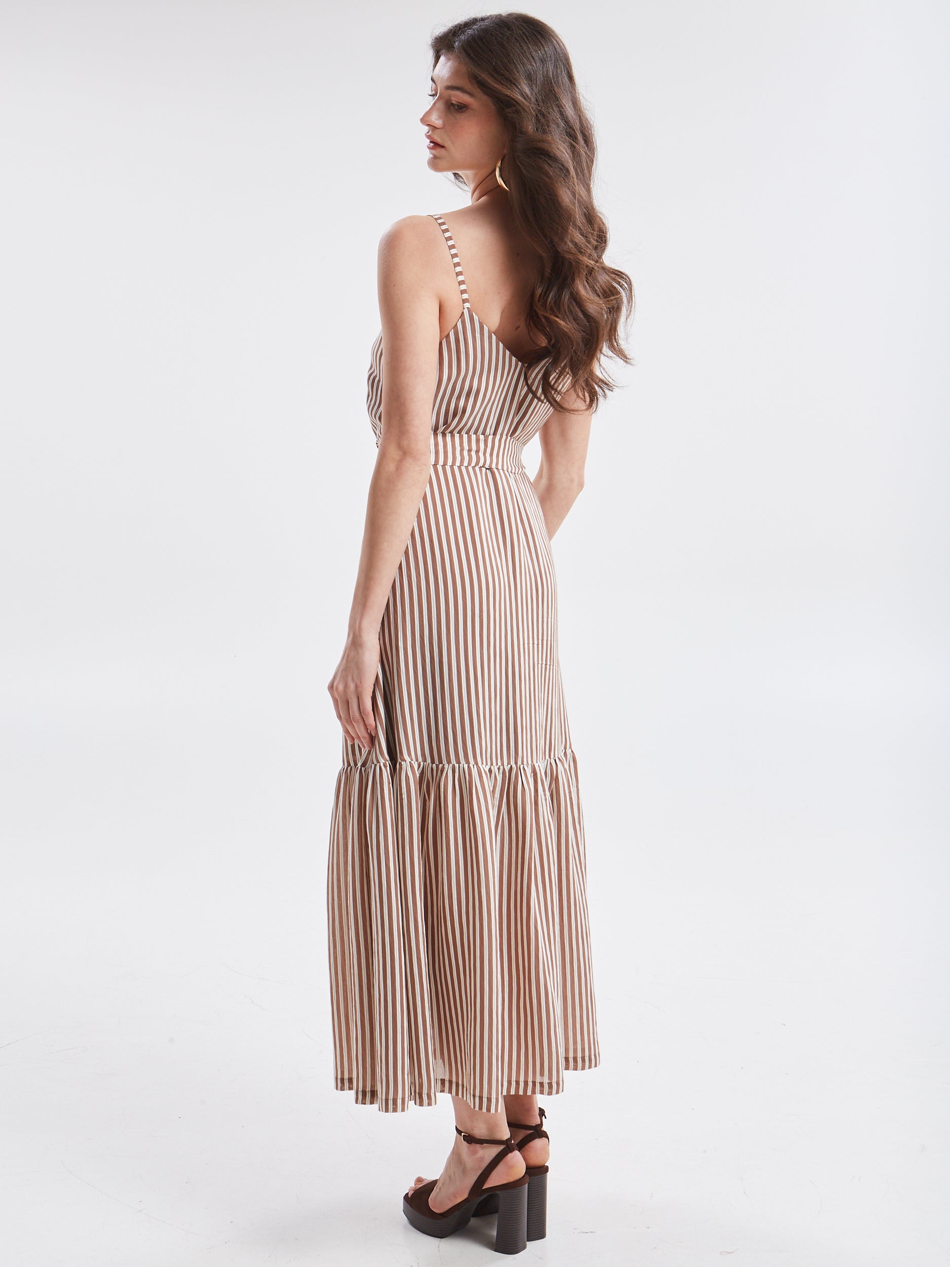 Liora striped brown dress