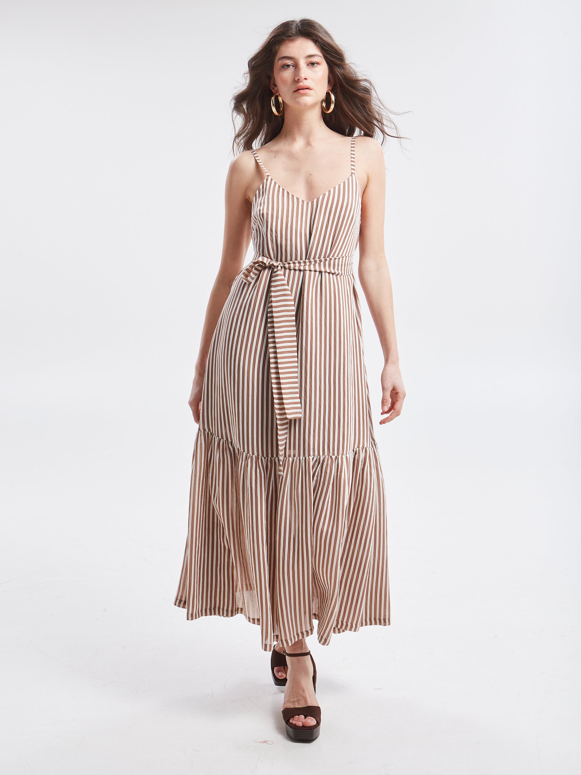 Liora striped brown dress