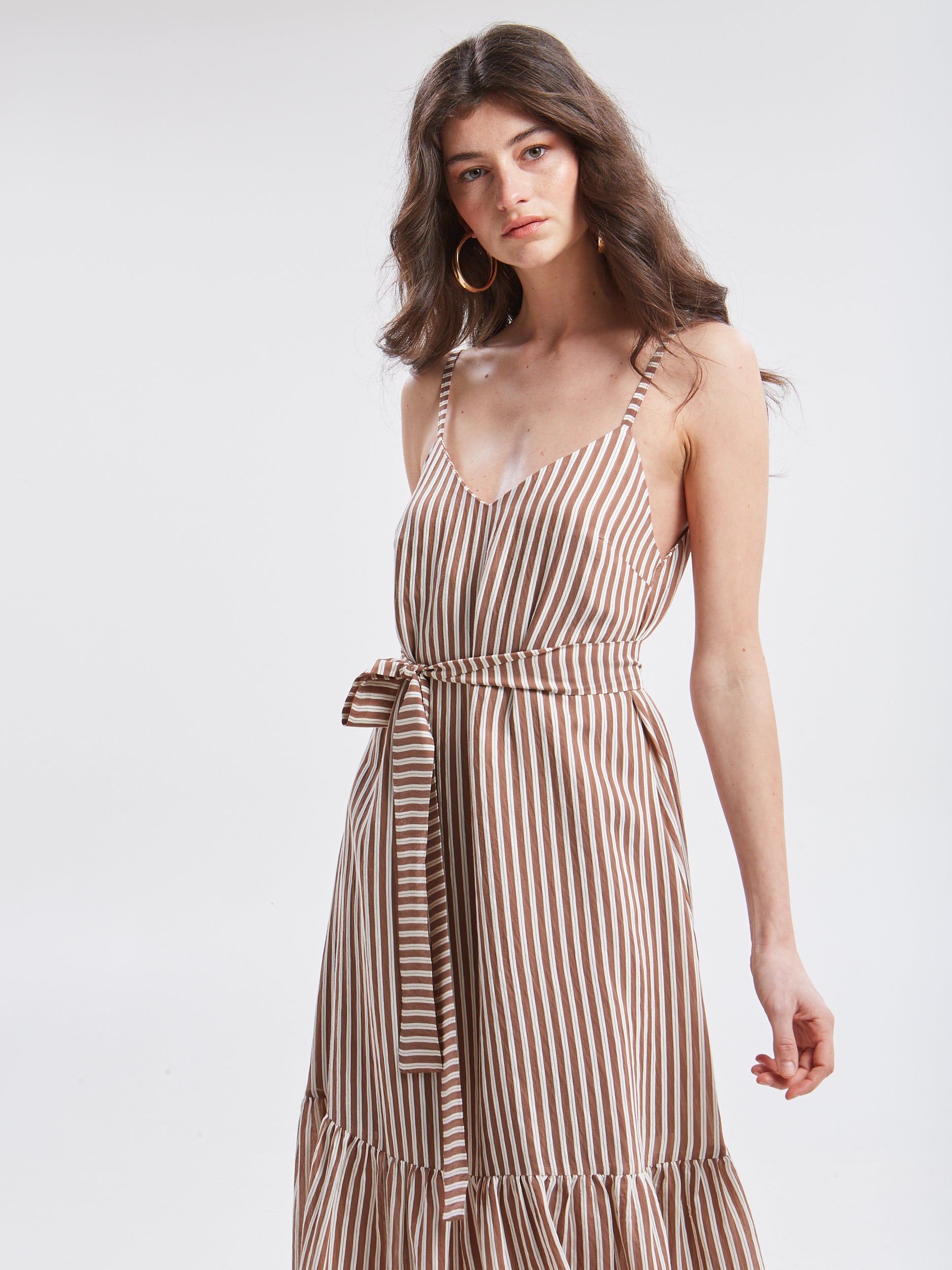 Liora striped brown dress