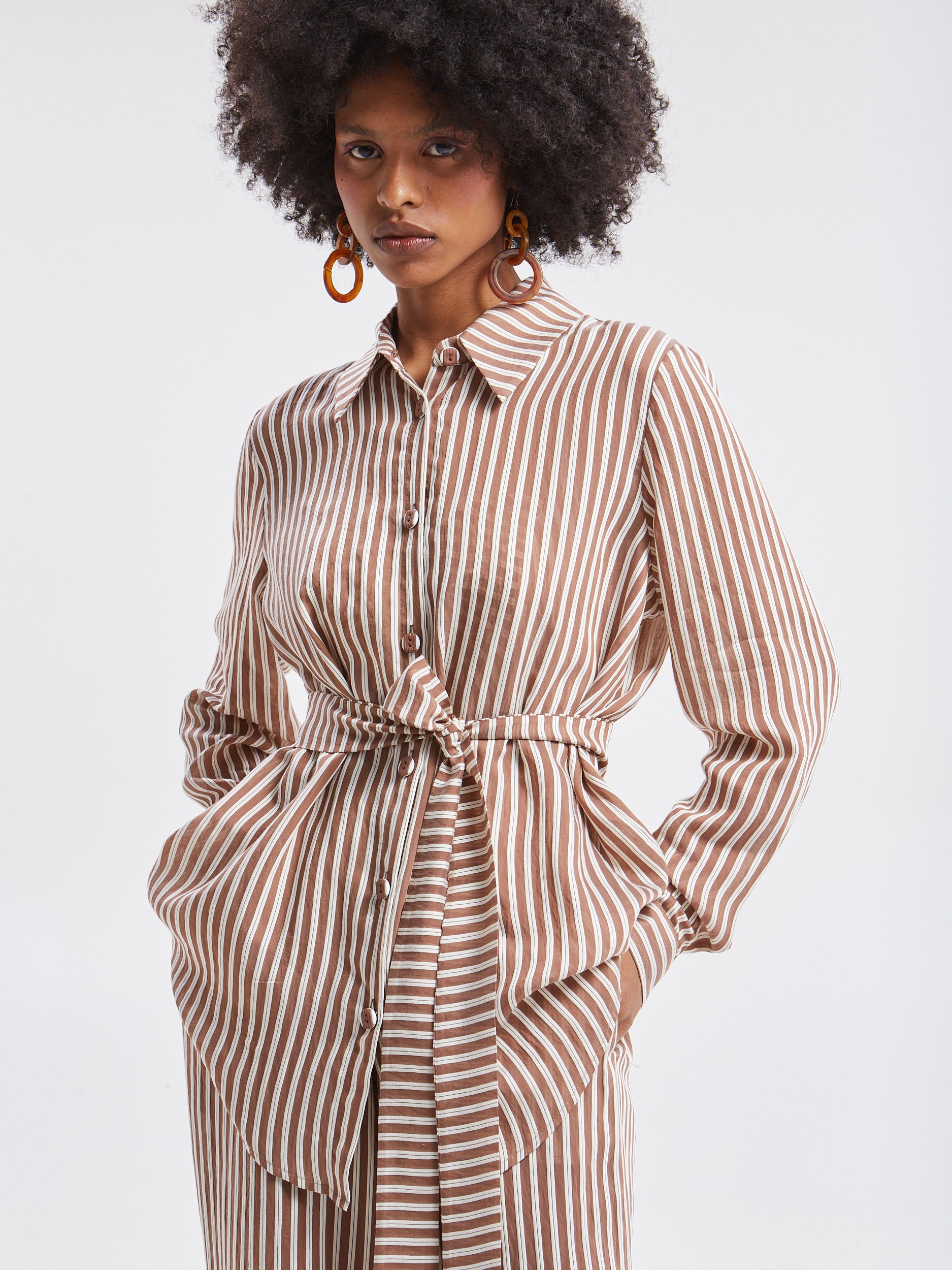 Liora striped brown shirt