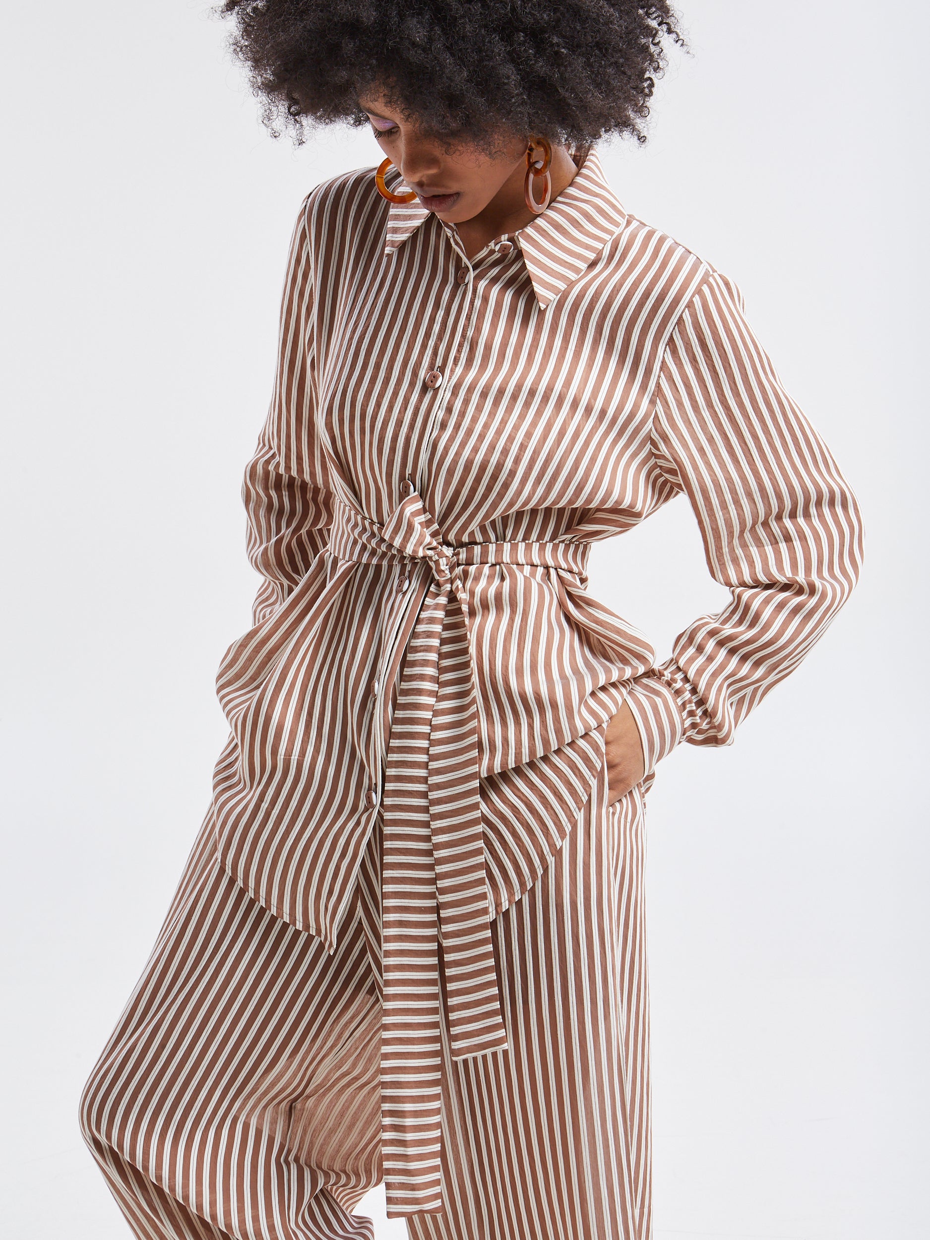 Liora striped brown shirt