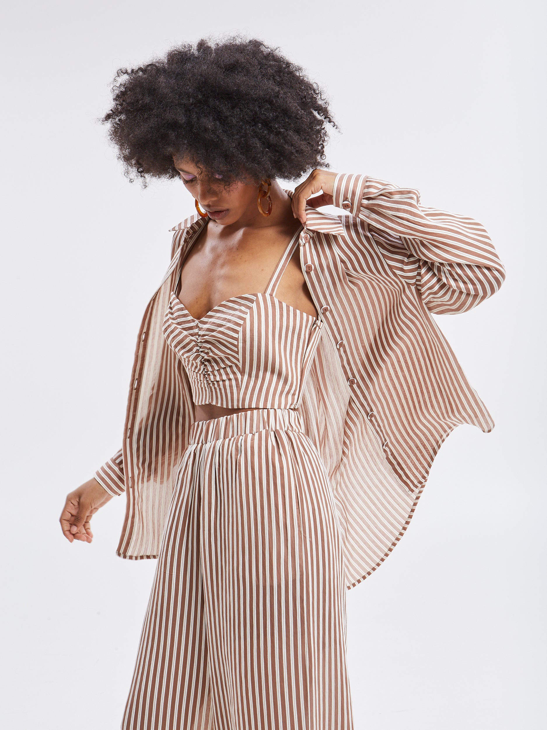 Liora striped brown shirt