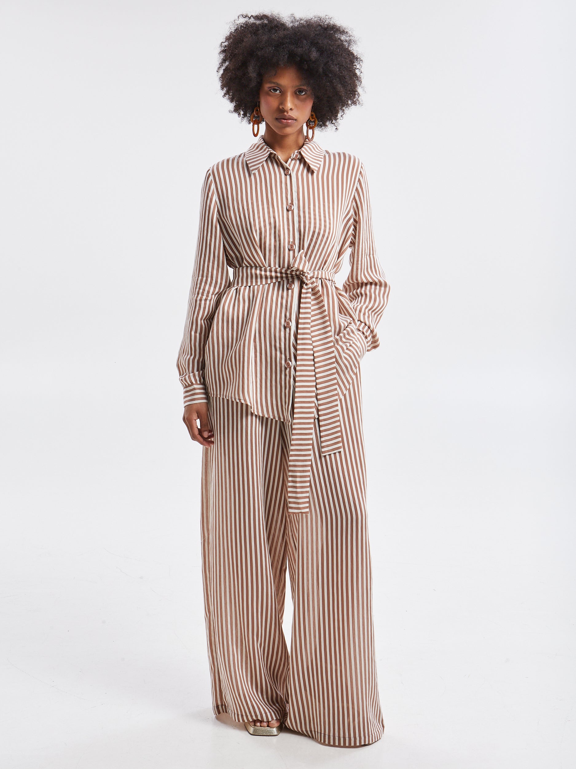 Liora striped brown shirt