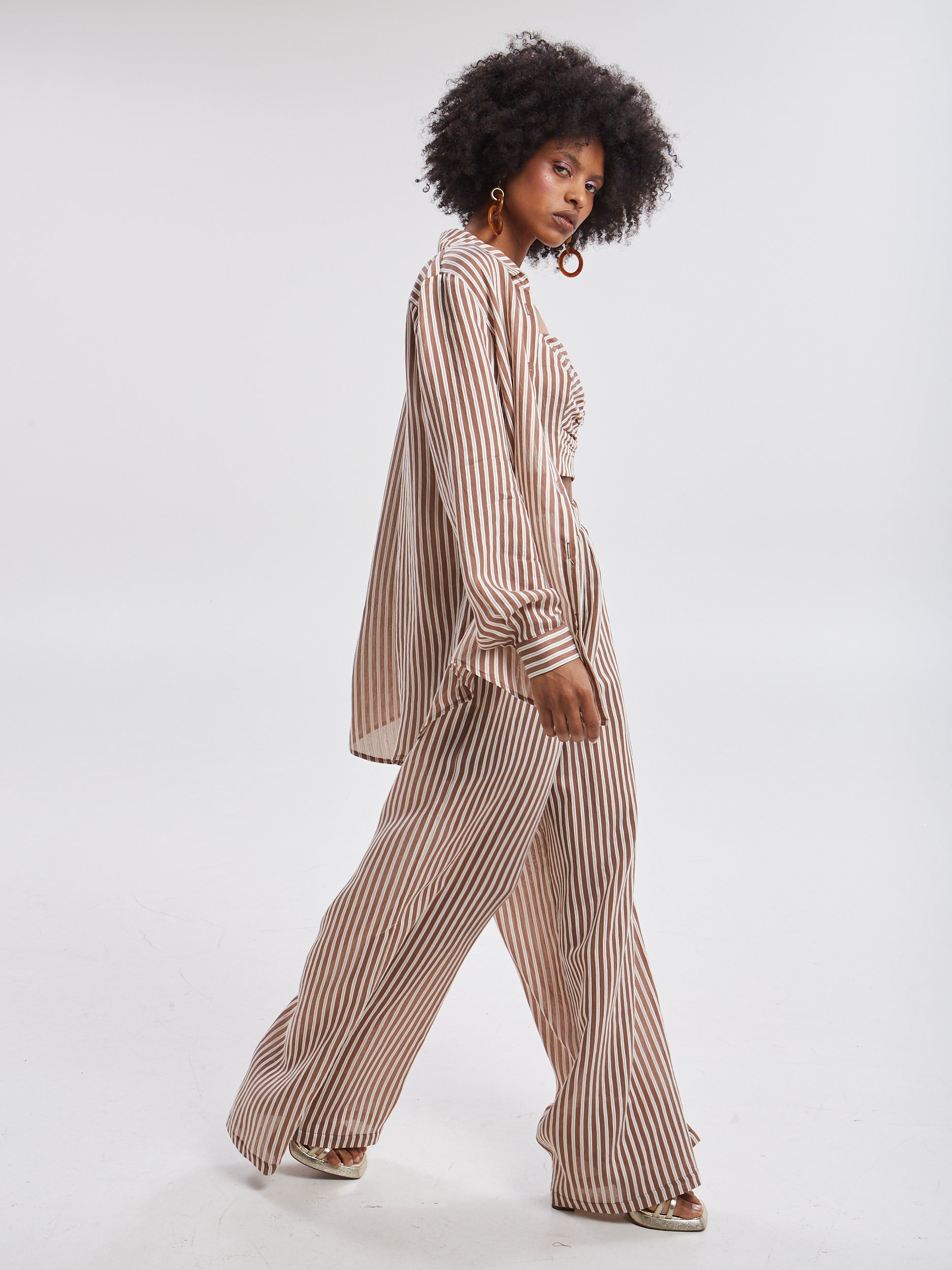 Liora striped brown shirt