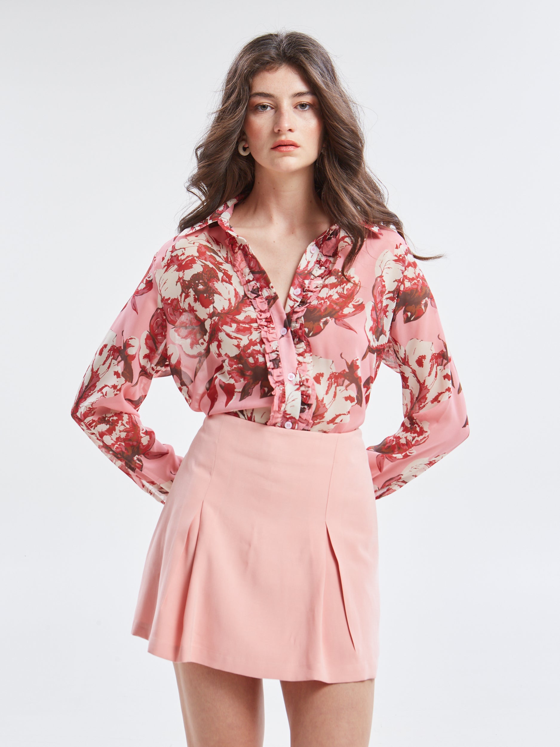 Oriane floral ruffle shirt