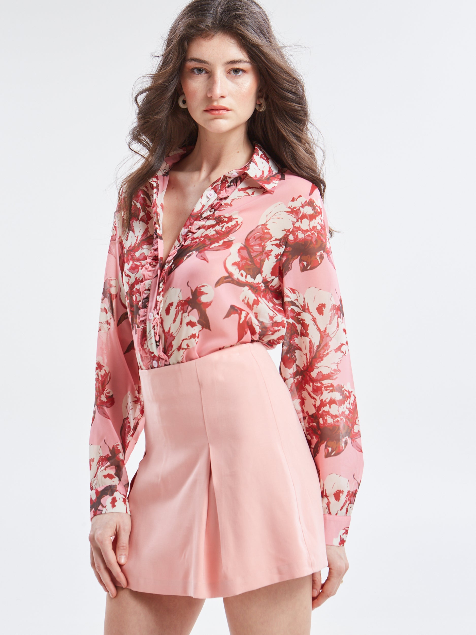 Oriane floral ruffle shirt