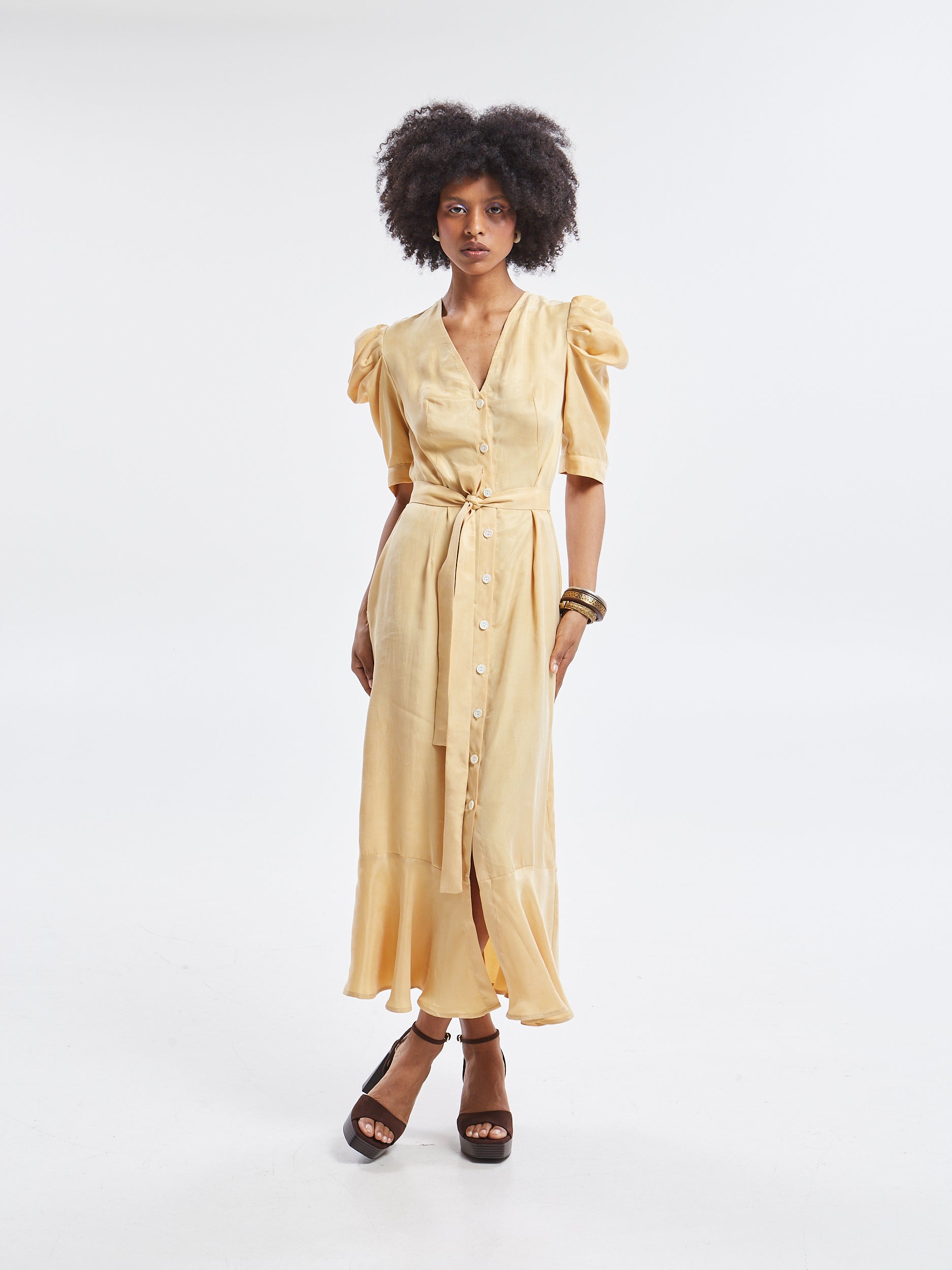 Ilyra lyocell banana button dress