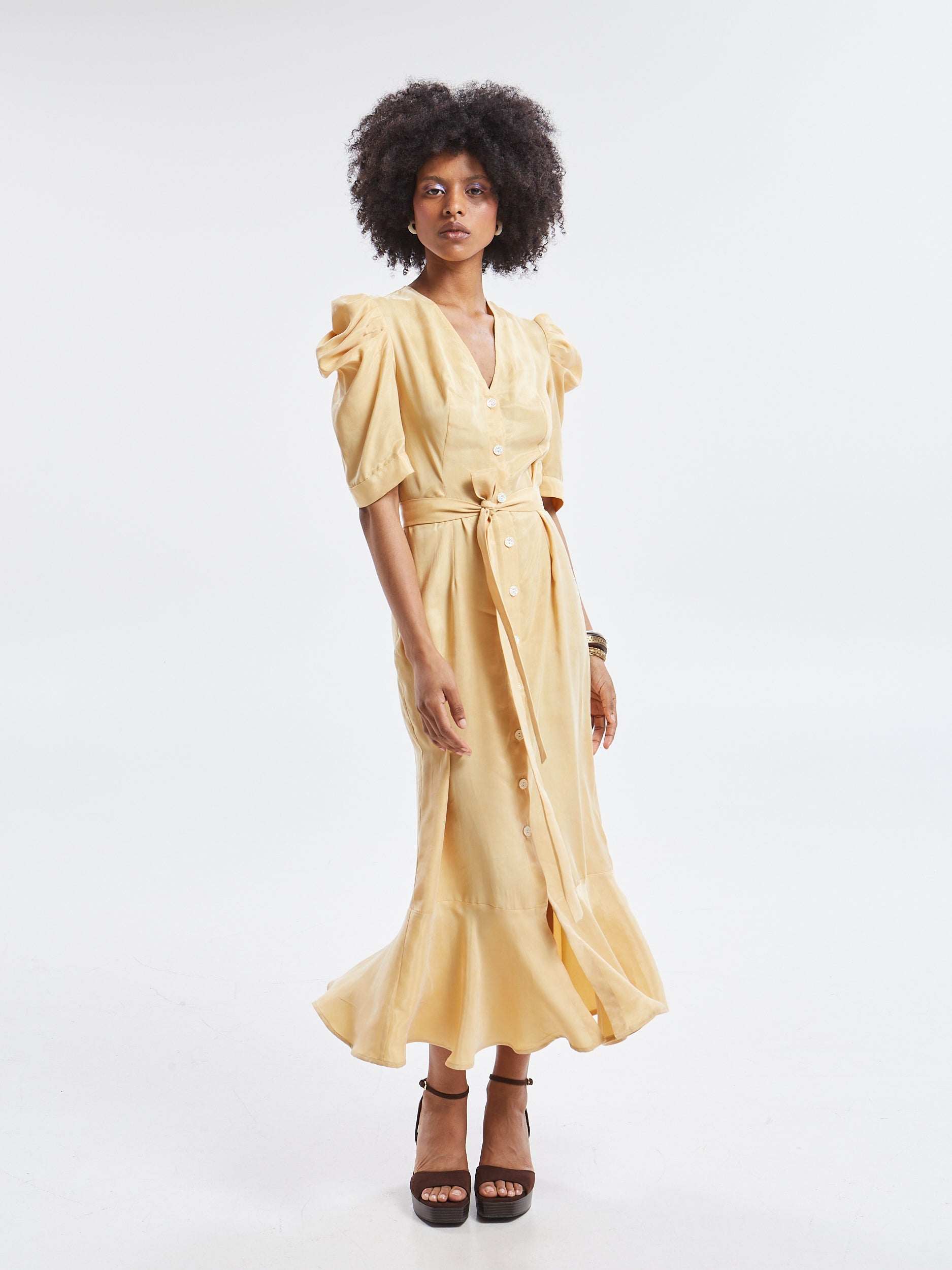 Ilyra lyocell banana button dress