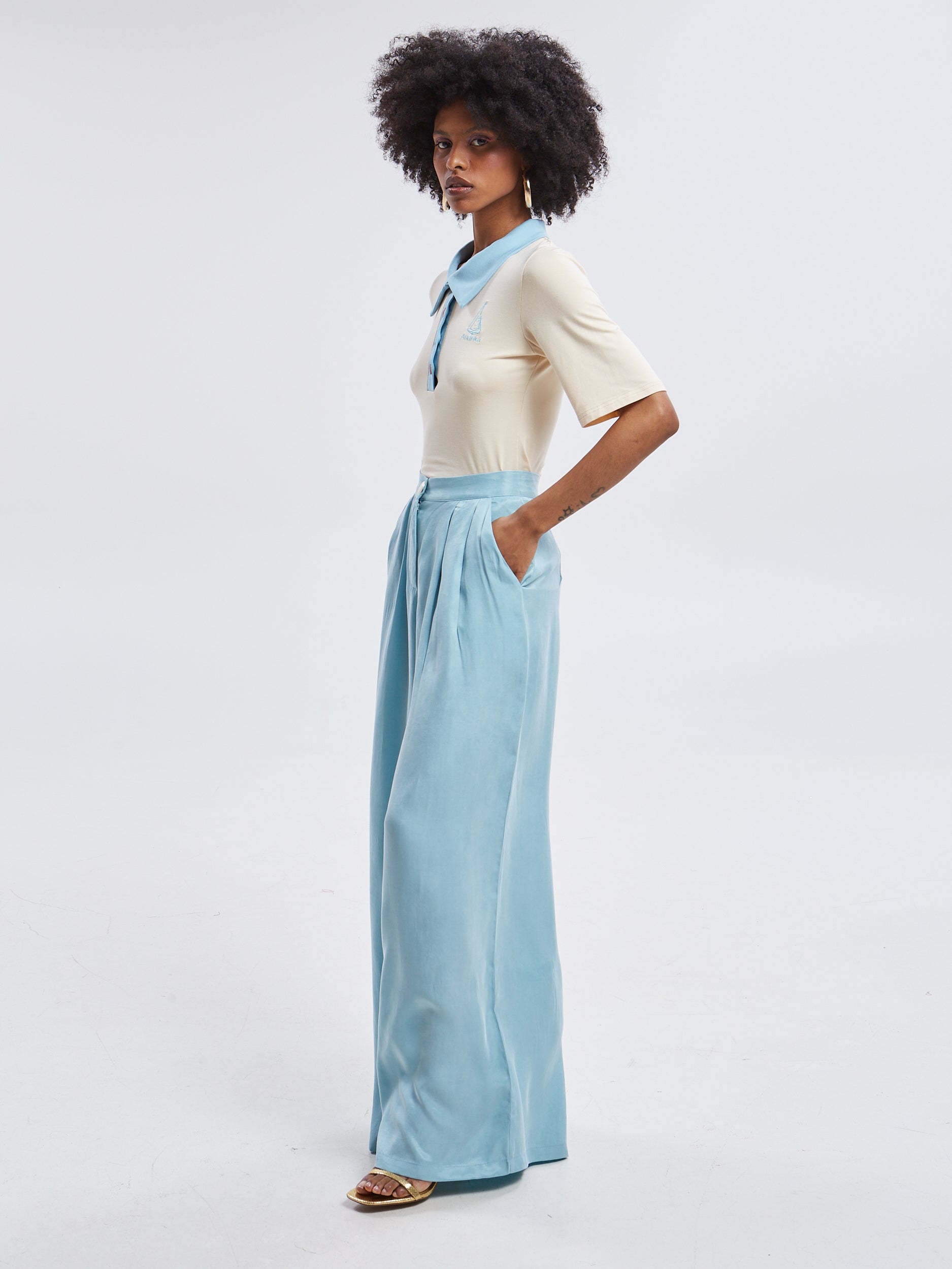 Yara polo ecru top