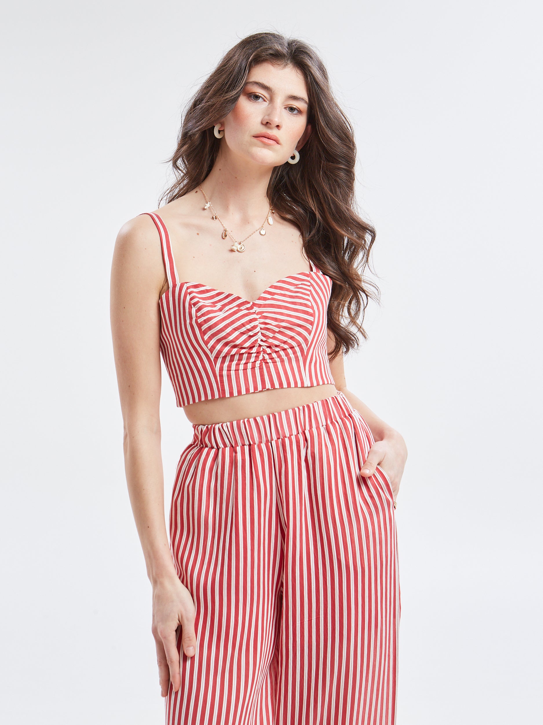 Liora striped red cropped top