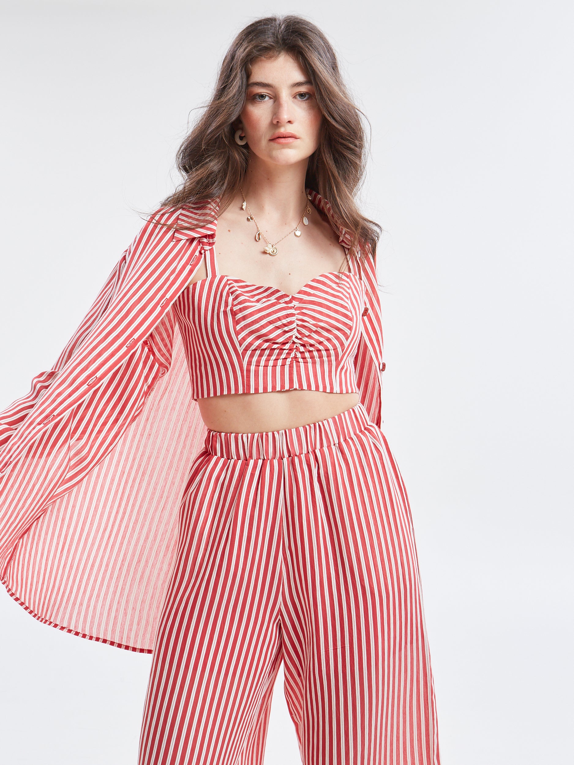 Liora striped red cropped top