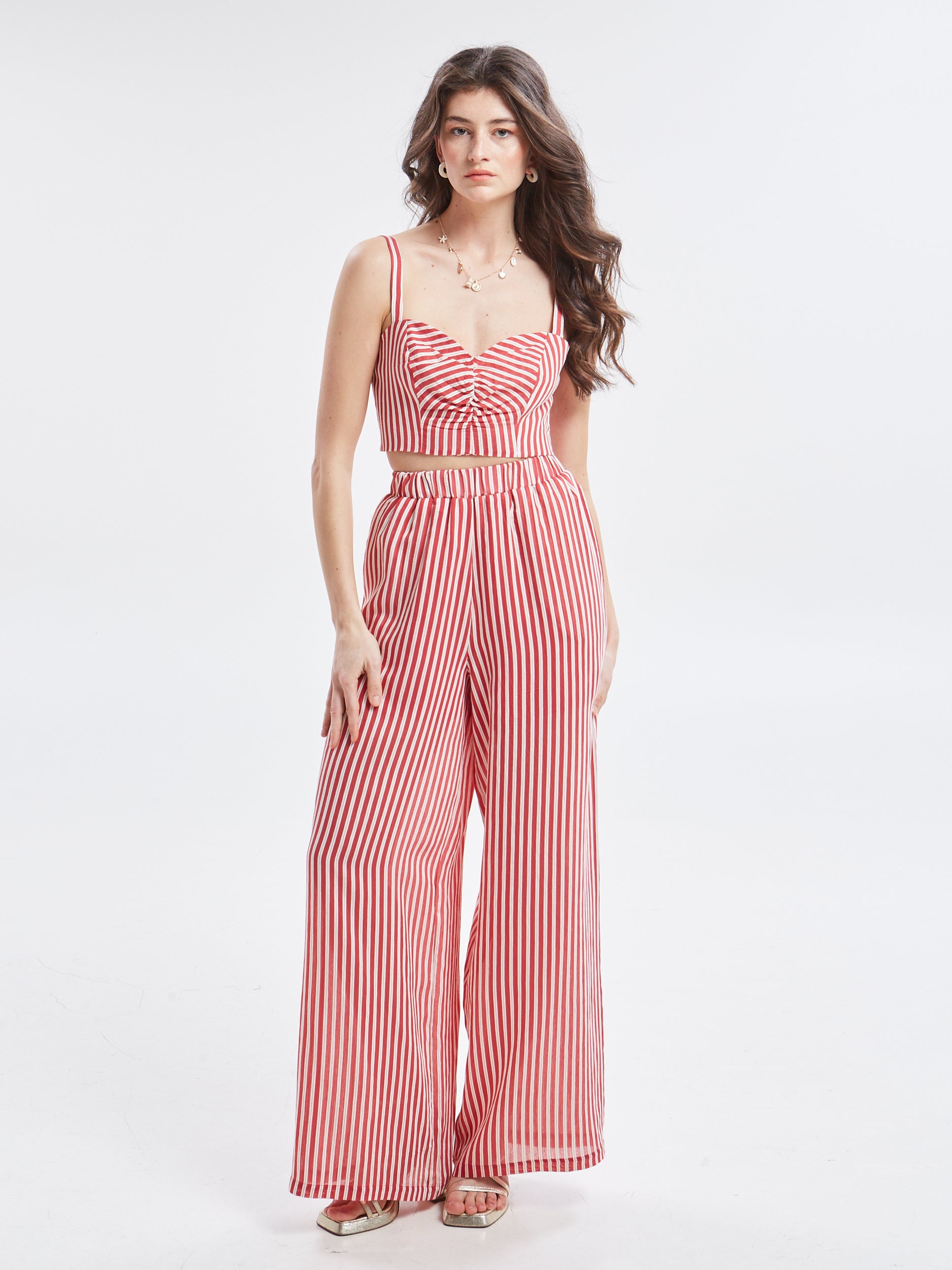 Liora striped red cropped top
