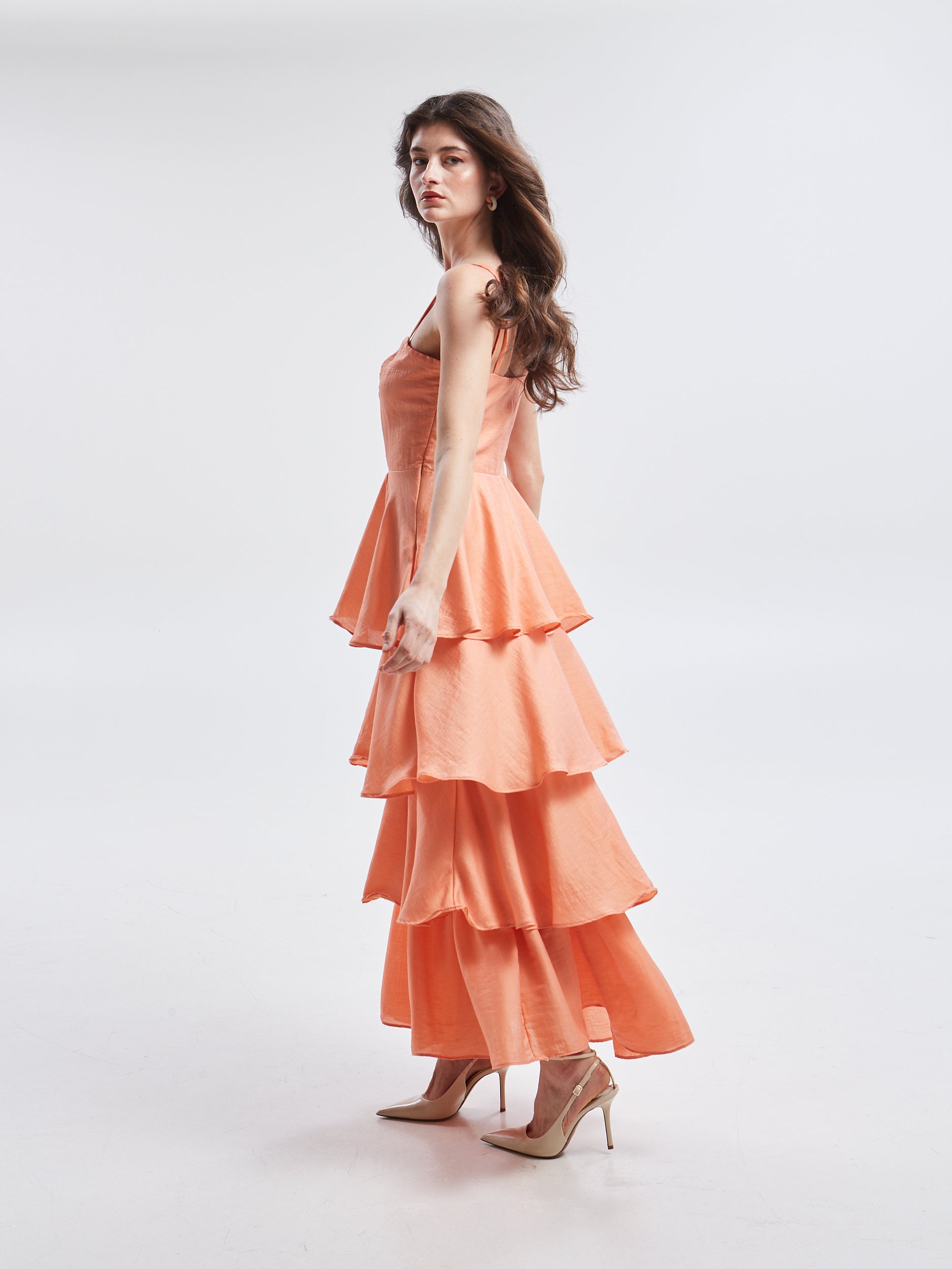 Esmee ruffle orange dress