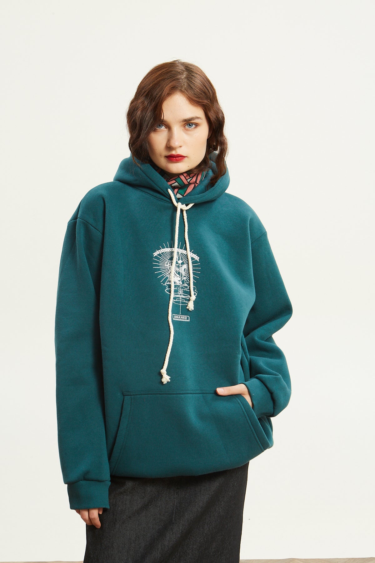 Ananke goddess emerald hoodie