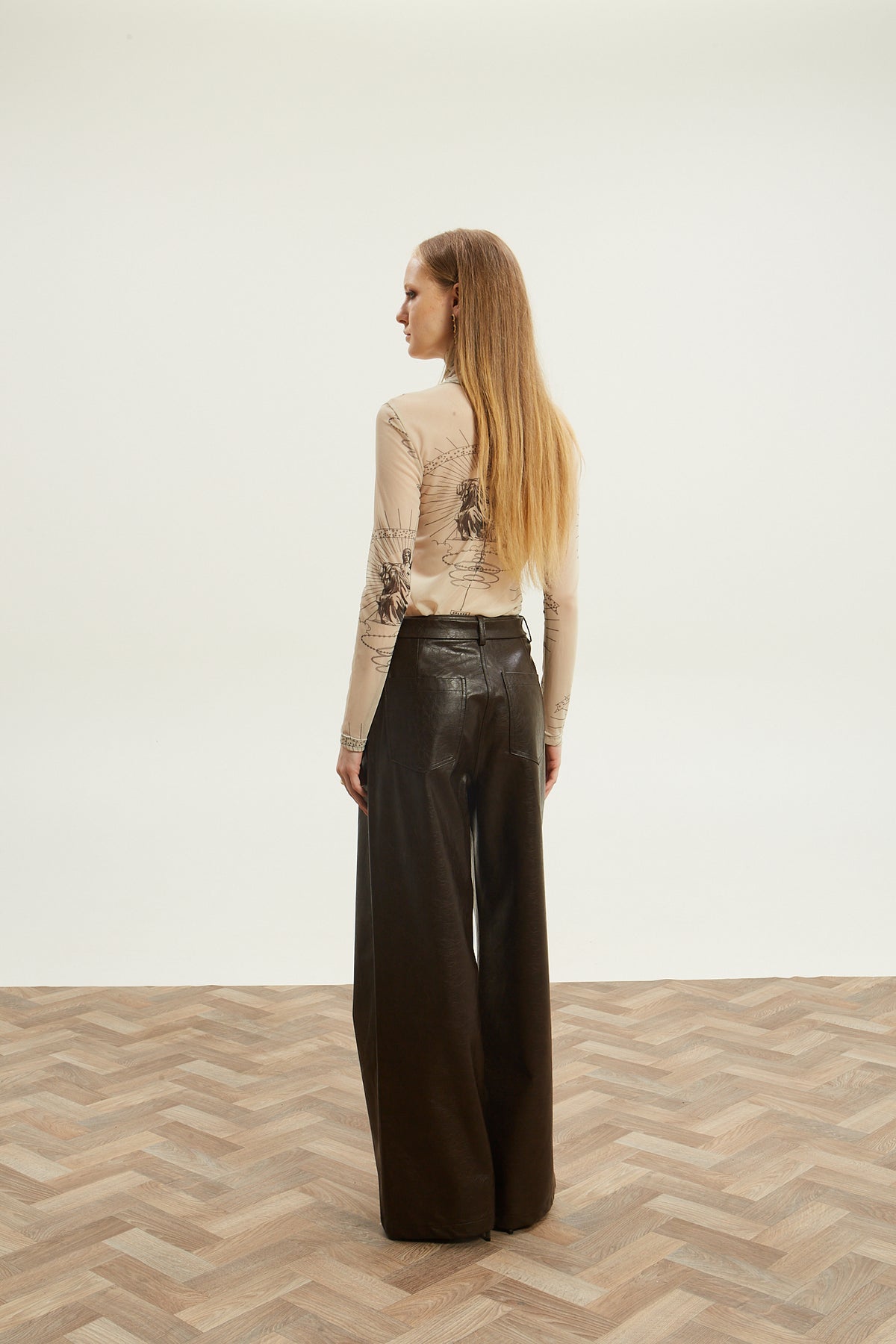 Livia eco leather brown pants