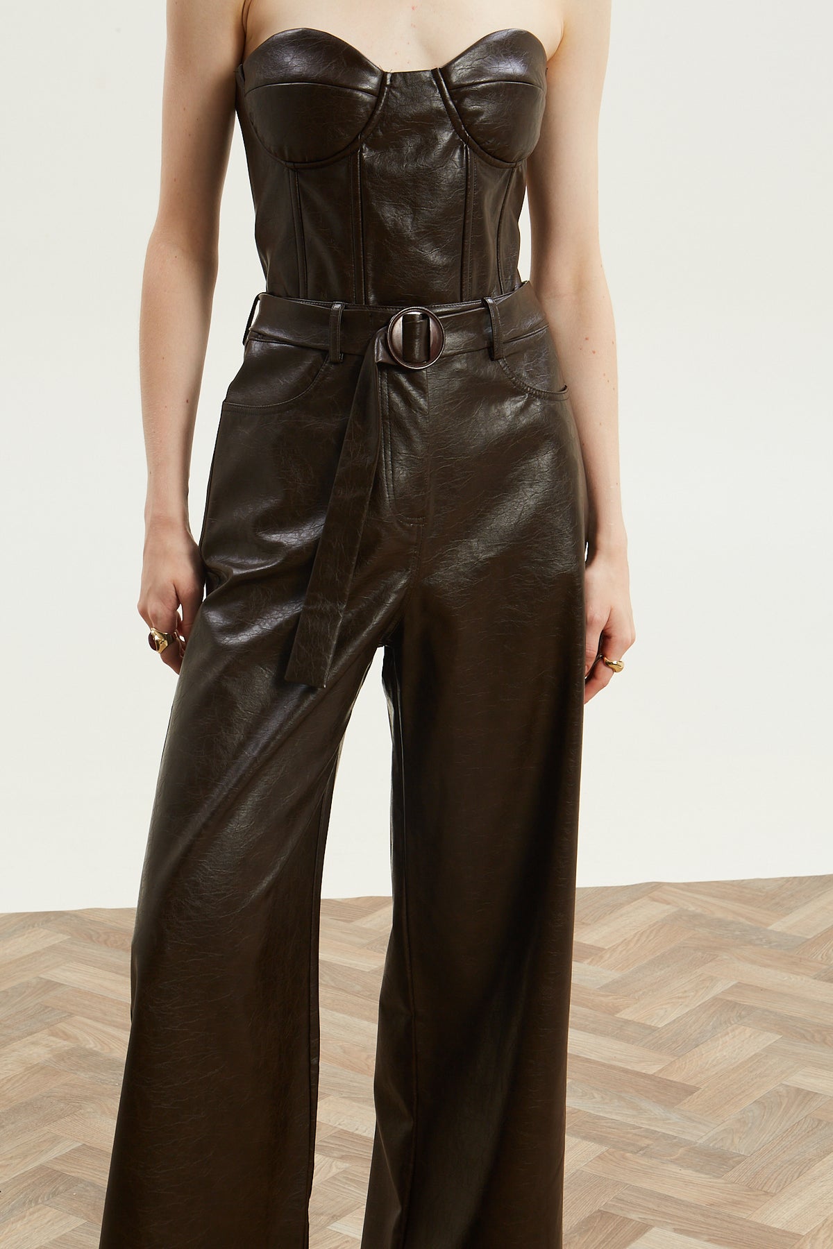 Livia eco leather brown corset