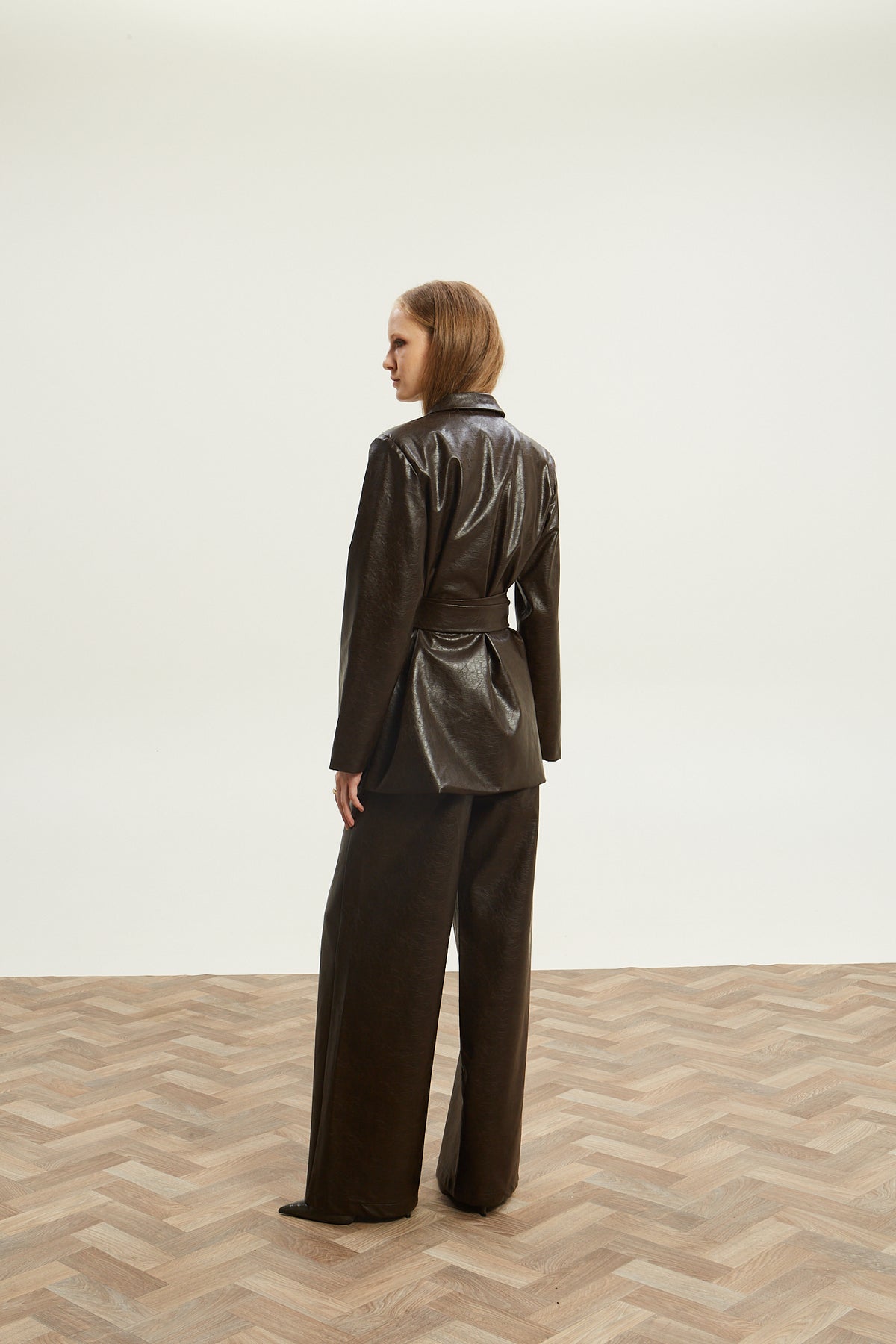 Livia eco leather brown blazer