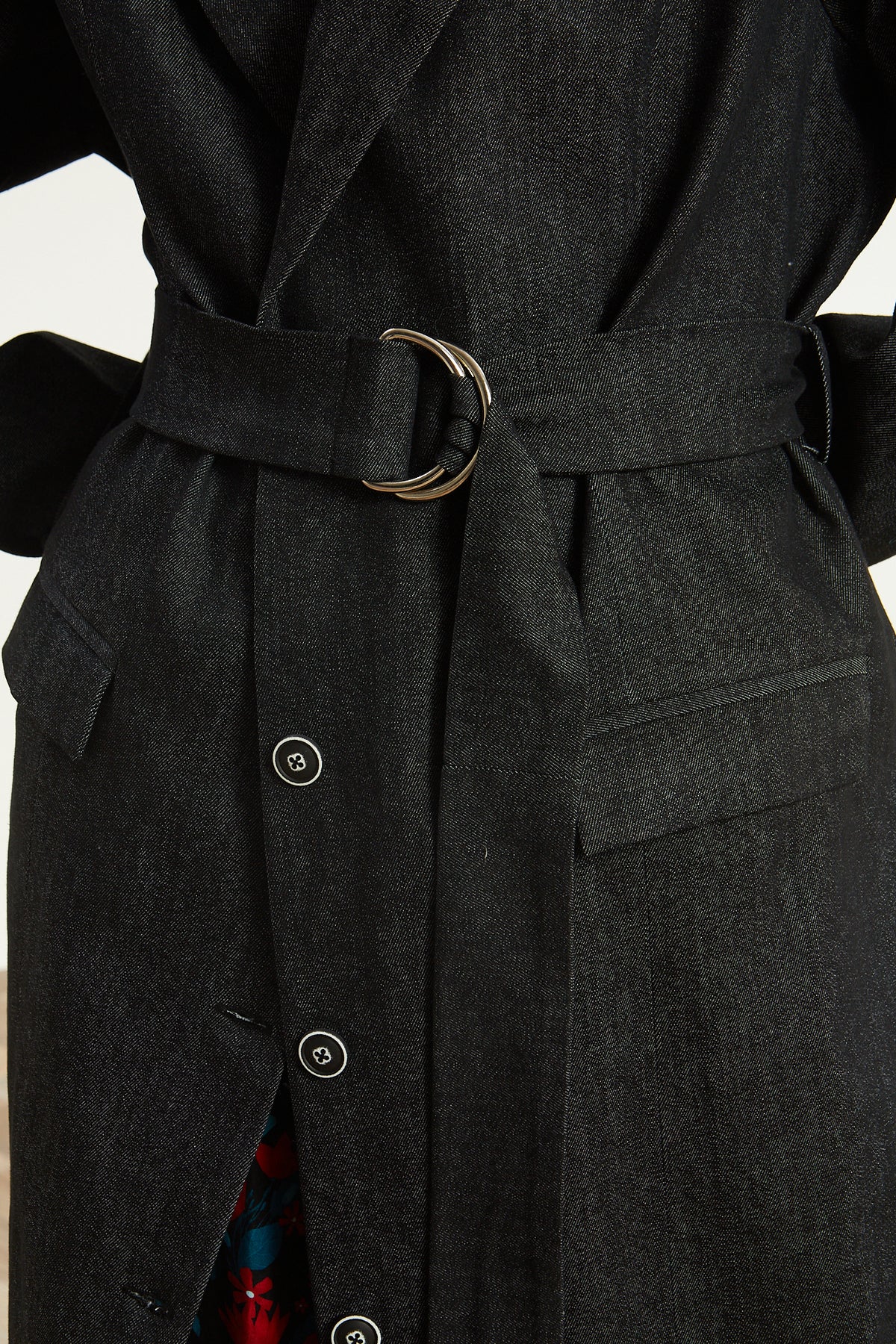 Kali denim black trench coat