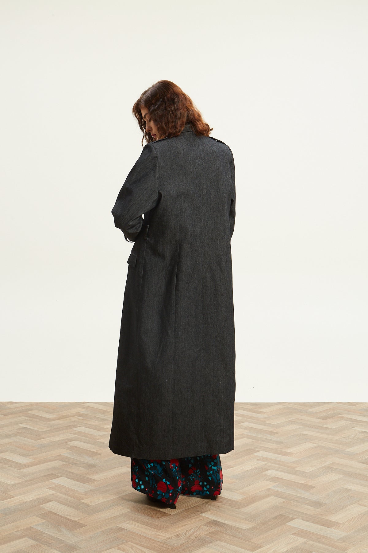 Kali denim black trench coat