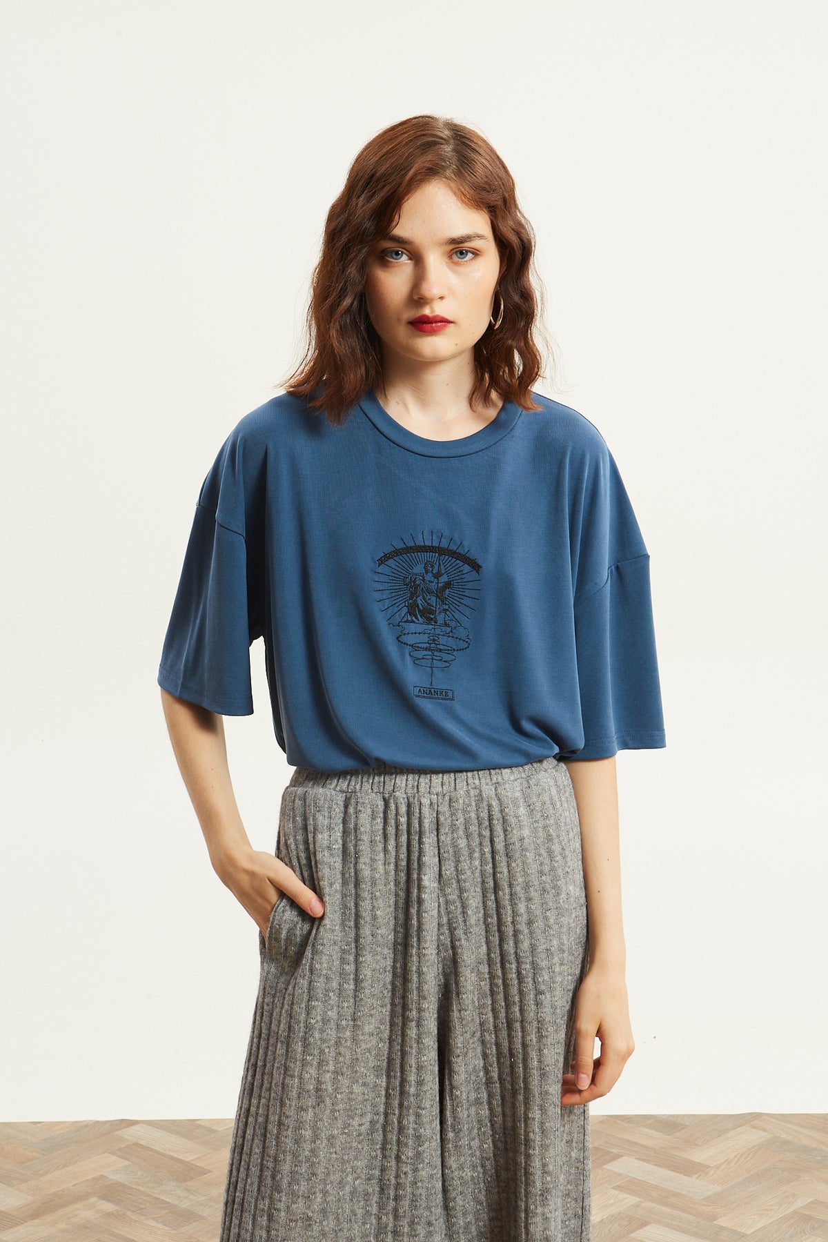 Ananke goddess blue t-shirt