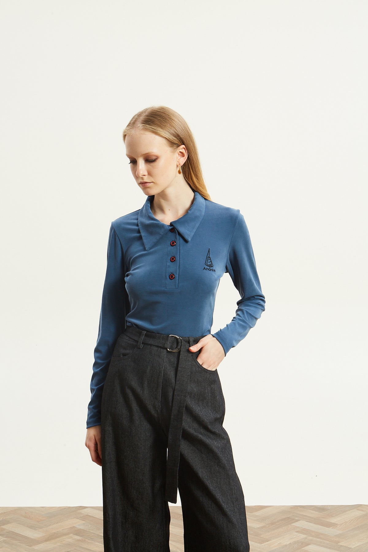 Nina polo blue top