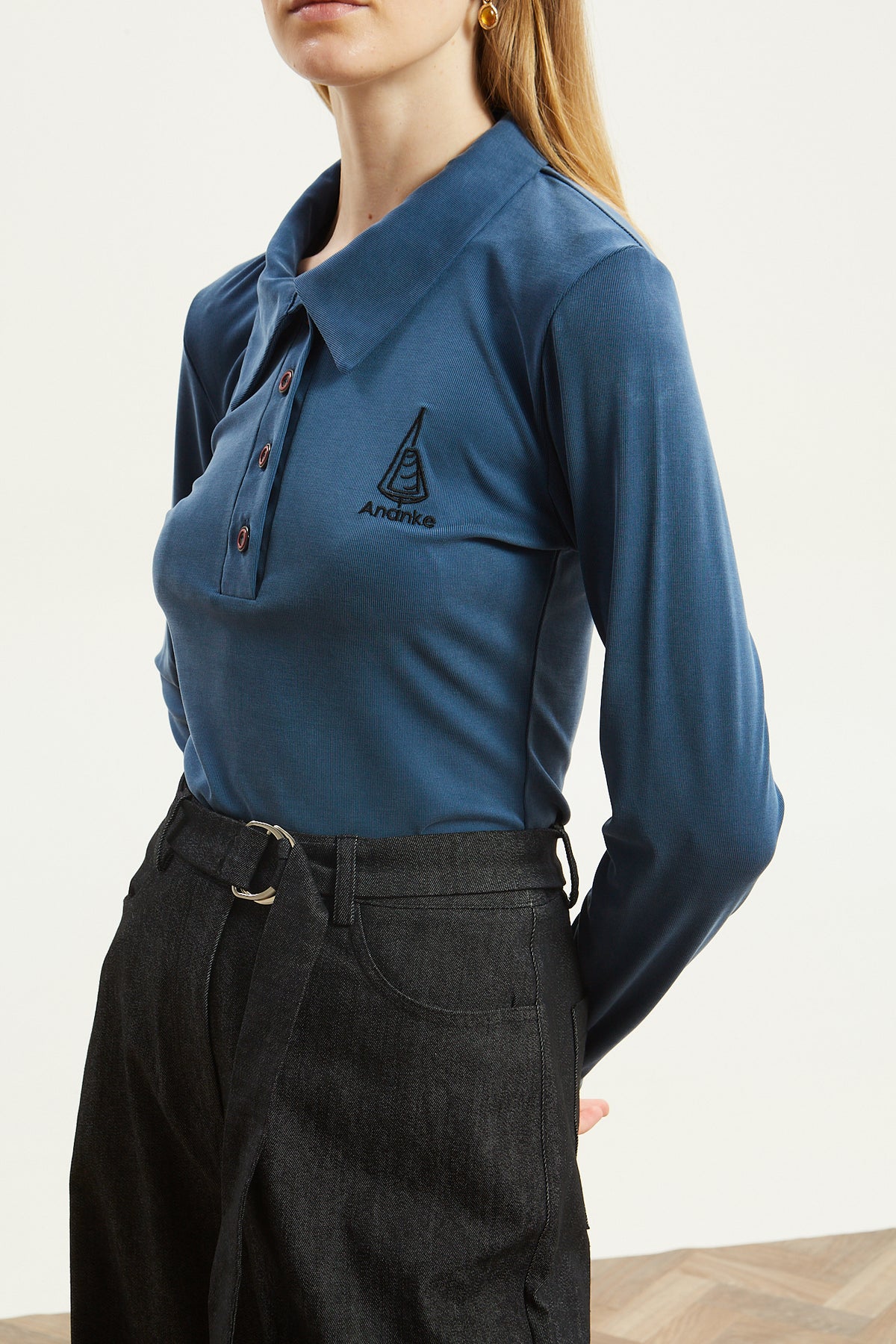 Nina polo blue top