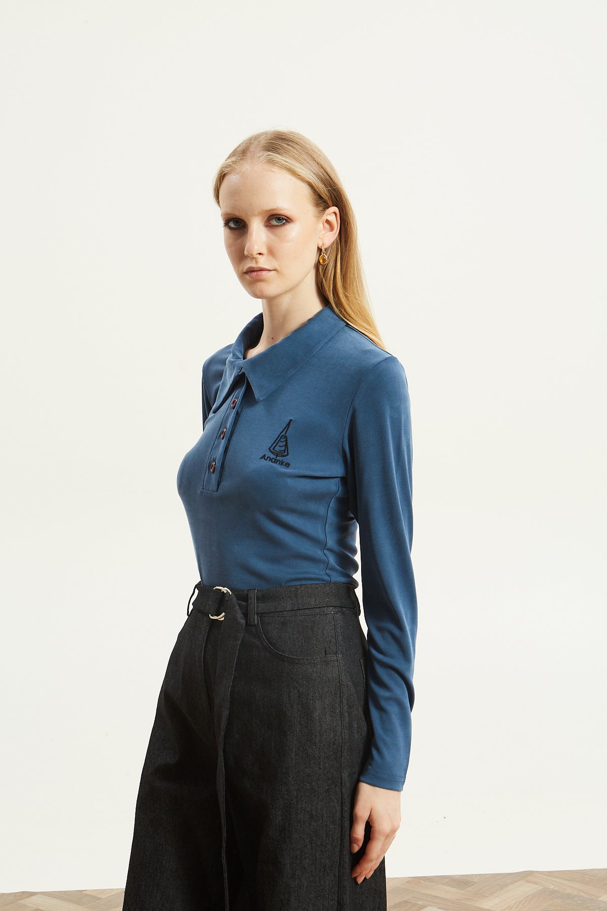 Nina polo blue top